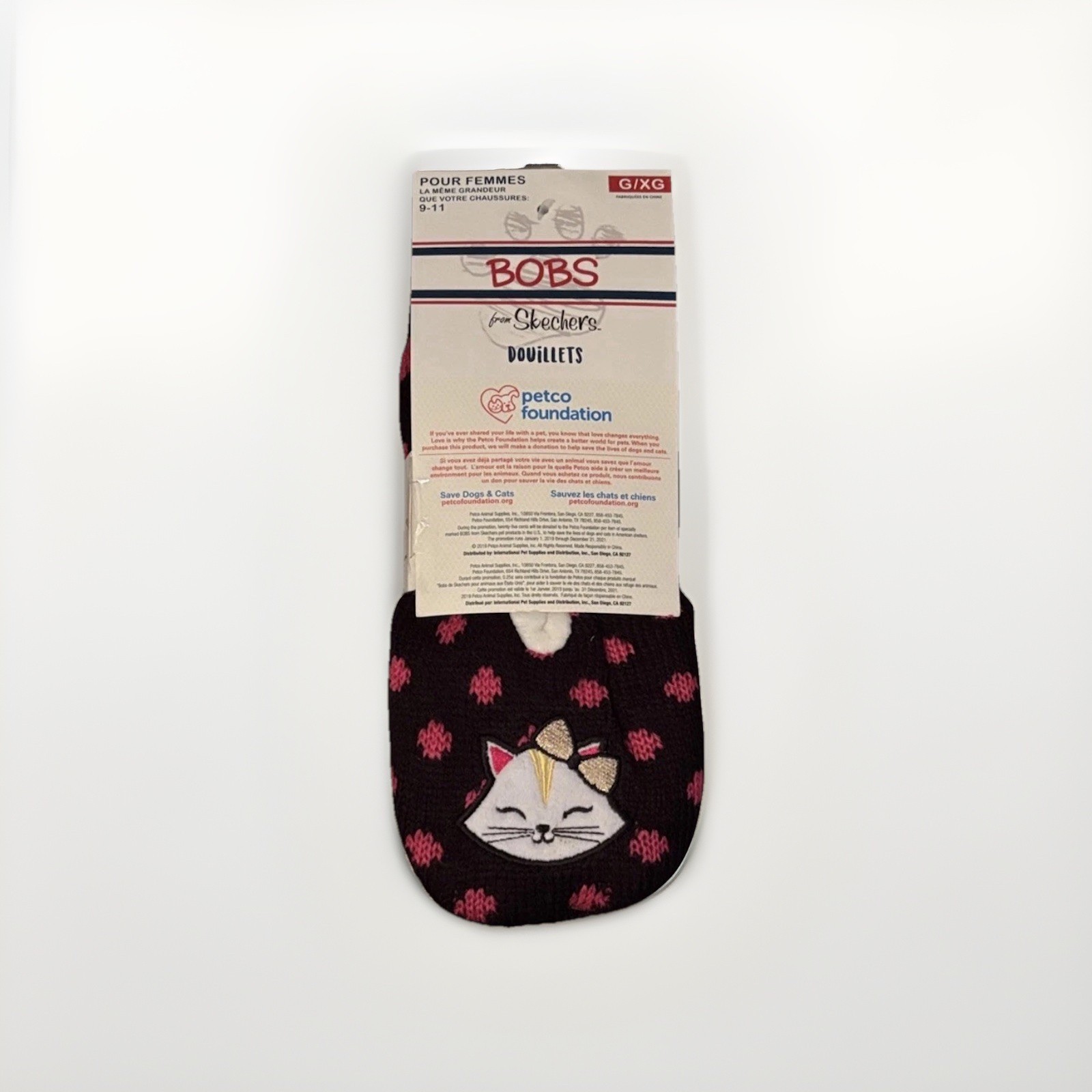 BOBS from Skechers, Women’s L/XL (9-11), slip resistant slippers with cat design