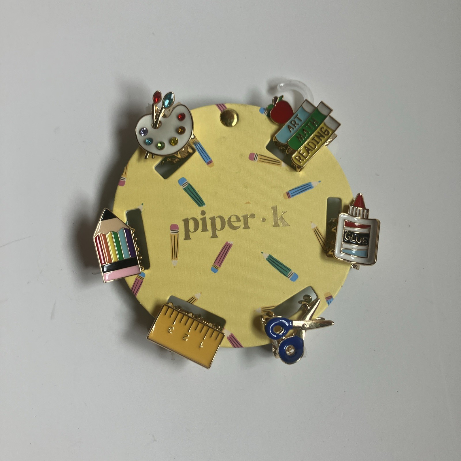 Piper K School Art Teacher Education Theme Enamel Rhinestone Hair Clips 6 Pack