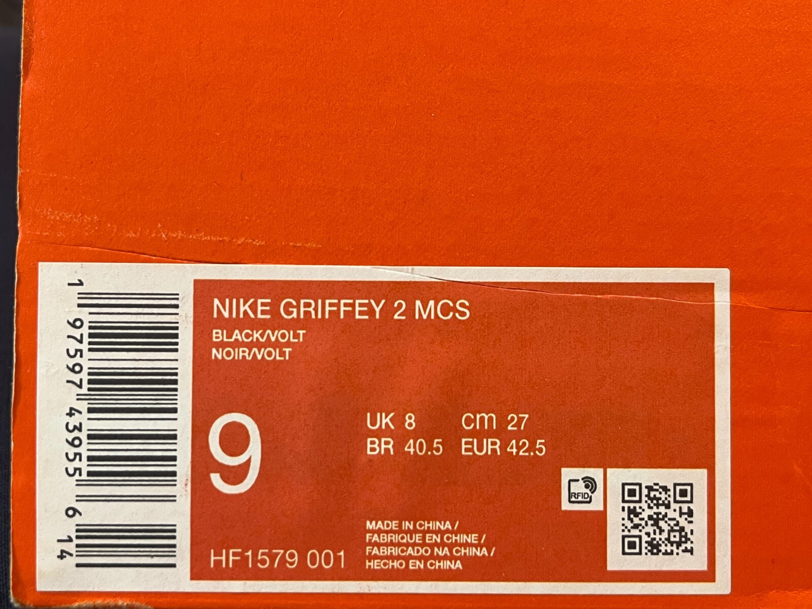 Sz 9 Men – Nike Air Griffey 2 MCS Black Volt Baseball Cleats Plastic NEW HF1579