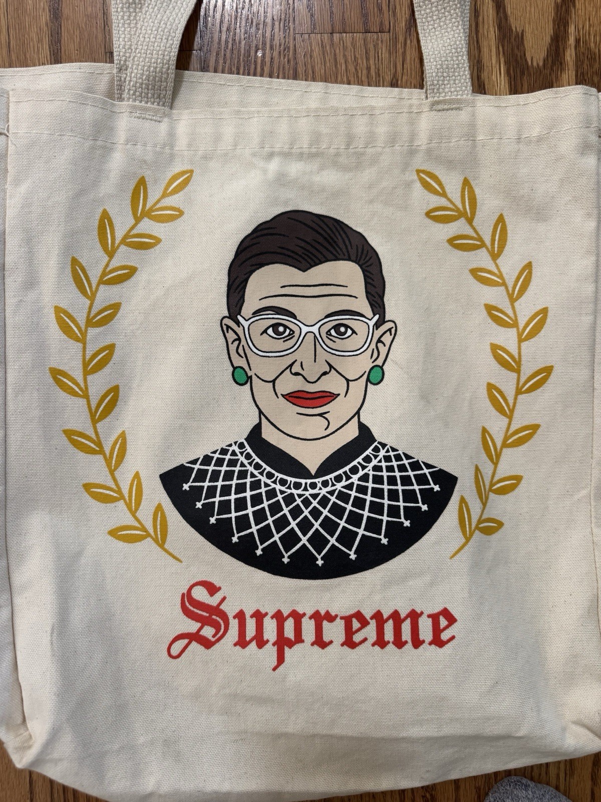 RBG Ruth Bader Ginsburg Supreme Cream Tote Bag 14″ x 13.5″ x 6″