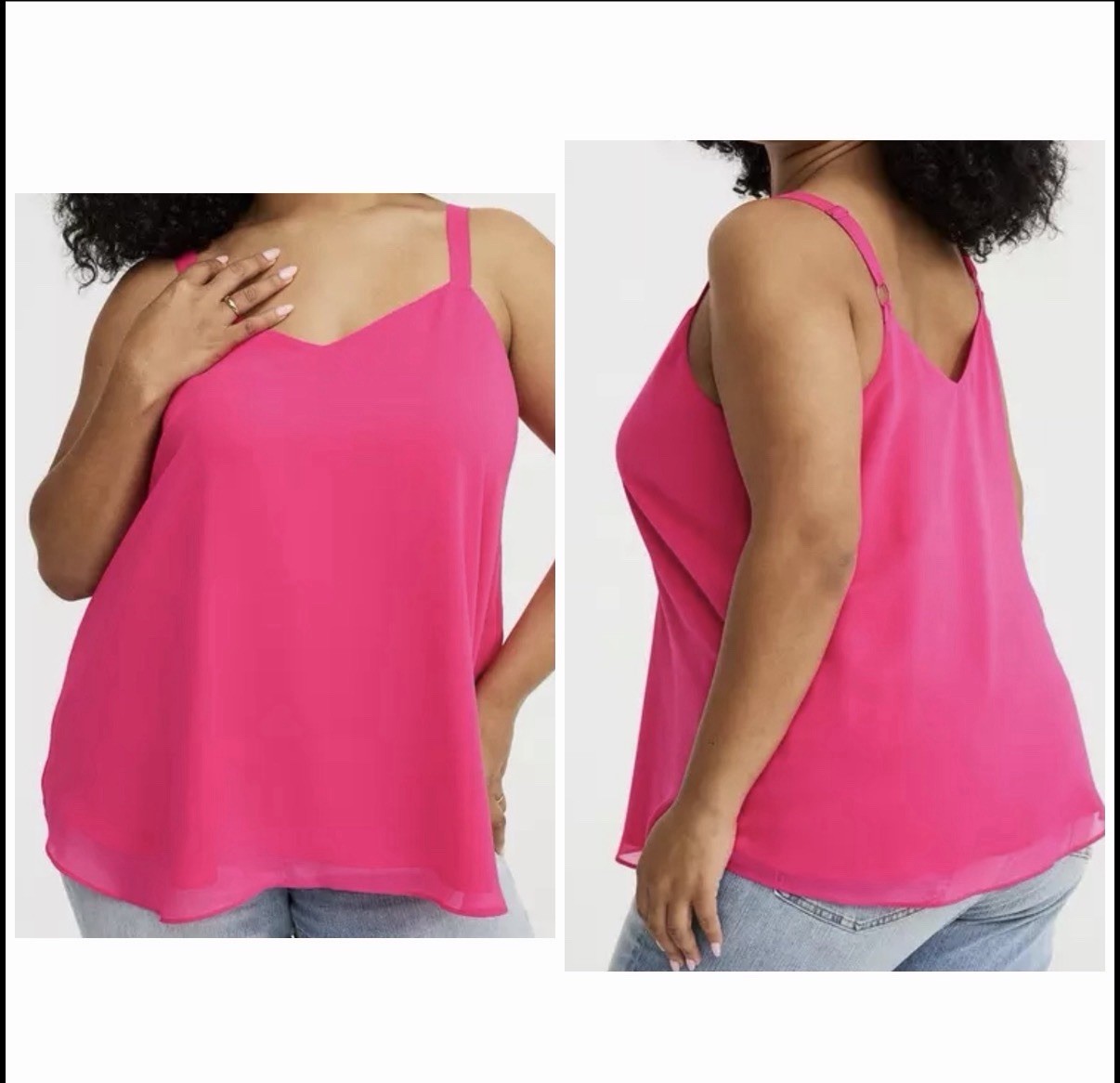 Torrid Plus Hot Pink Chiffon Sophie Swing Cami Top Women size 3X Comfy Flowy