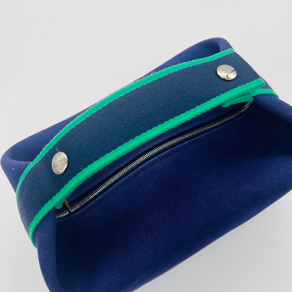 [Mint] HERMES Brides à Black GM Pouch Handbag Navy Green Coated – From JAPAN