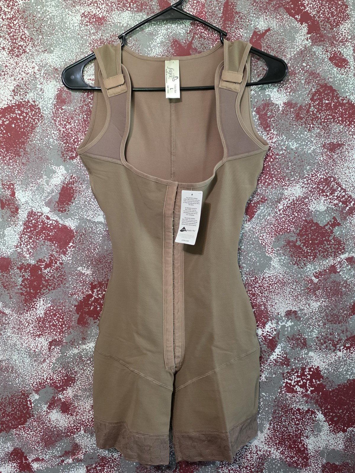 Faja LYCRA Beige Open-Bust One Piece Firm Control Shapewear L Hook & Eye