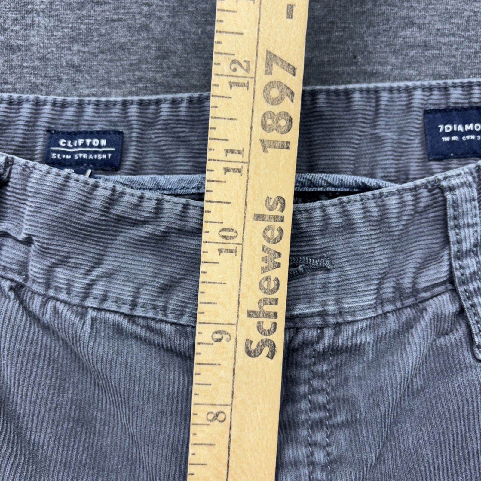 7 Diamonds Corduroy Pants Mens 34×33 Clifton Slim Straight 5 Pocket Gray Stretch