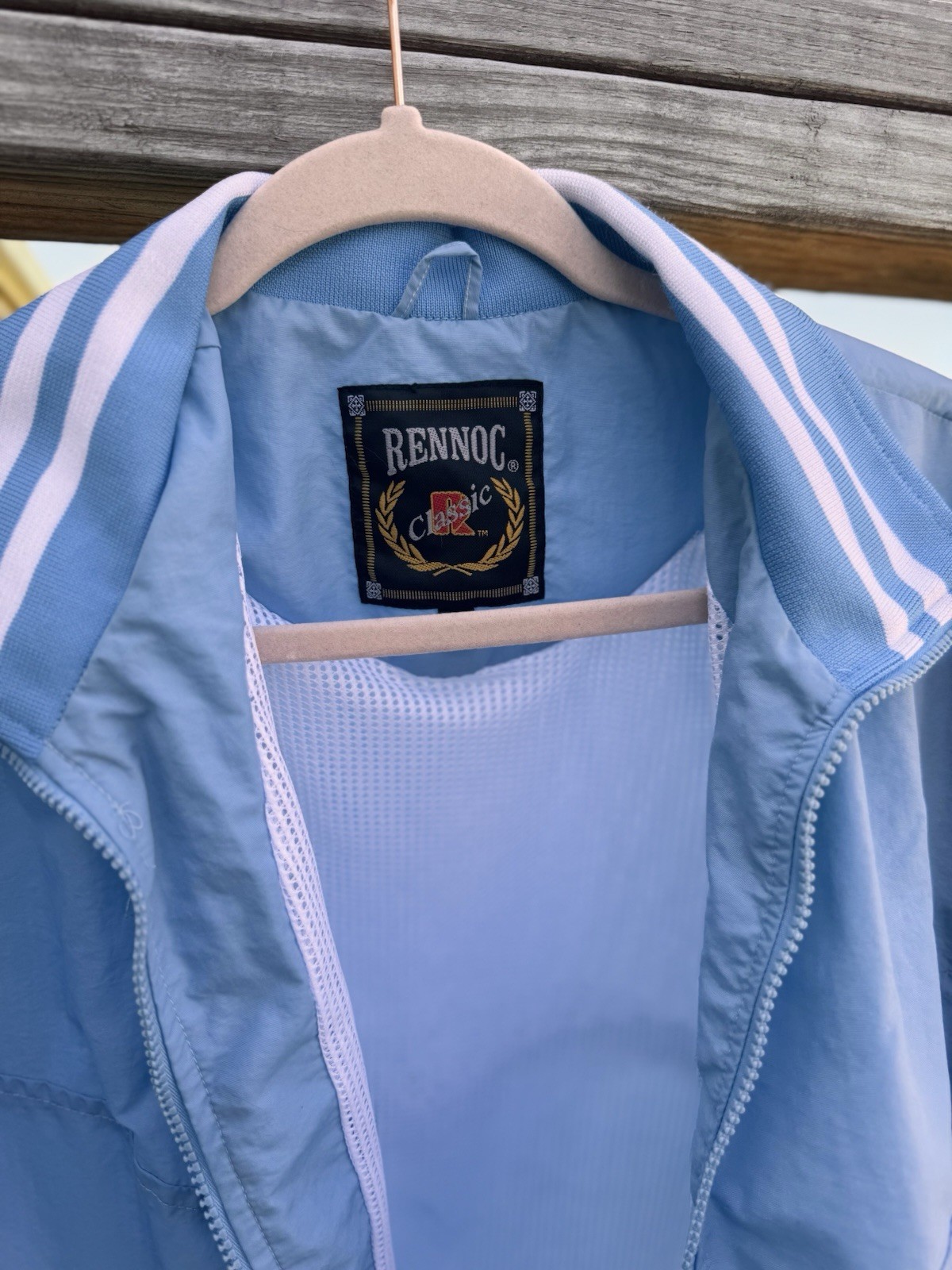 Rennoc Classic Windbreaker Jacket Mens Medium Light Blue Full Zip Style