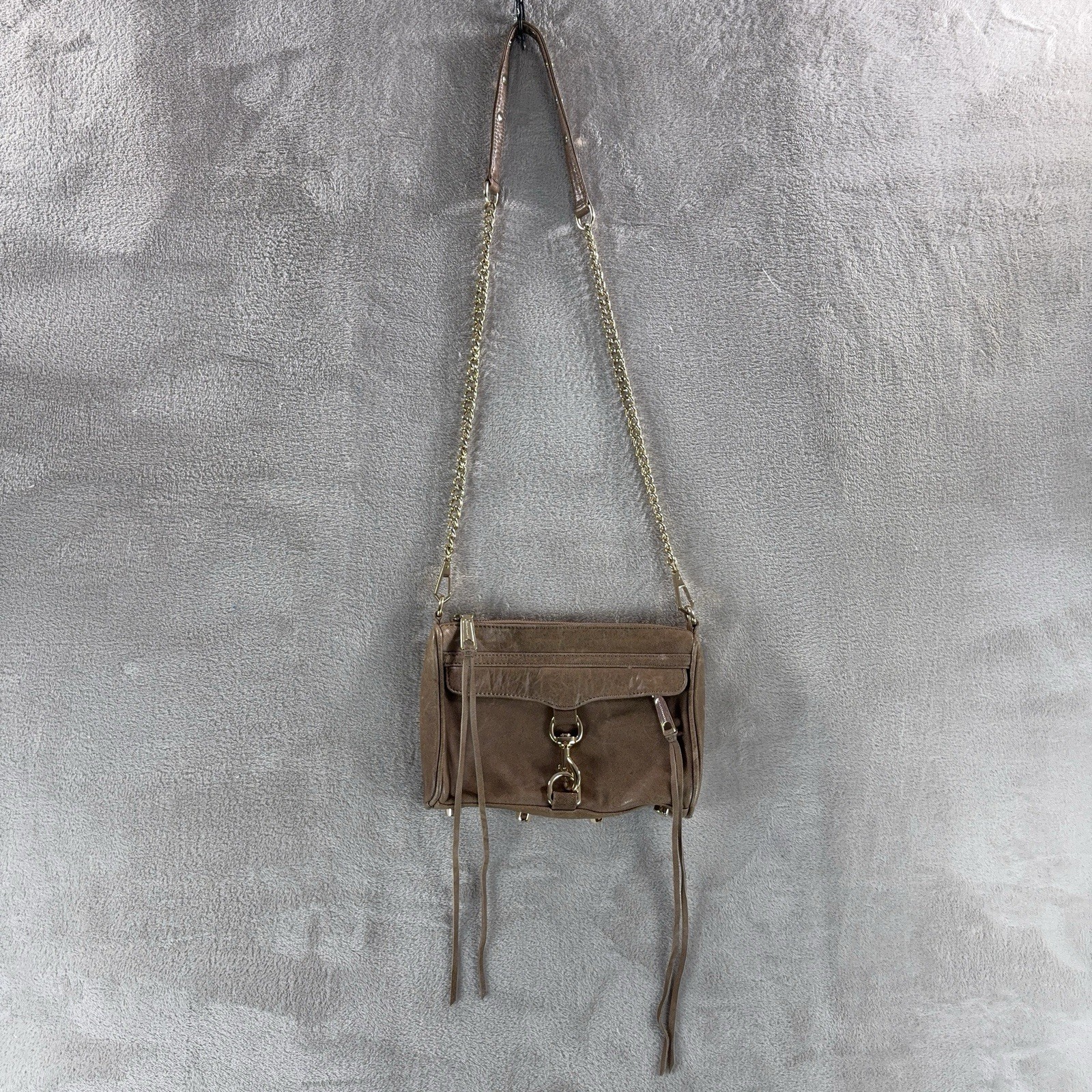 Rebecca Minkoff MAC Crossbody Bag Womens Brown Leather Chain Strap Tassel