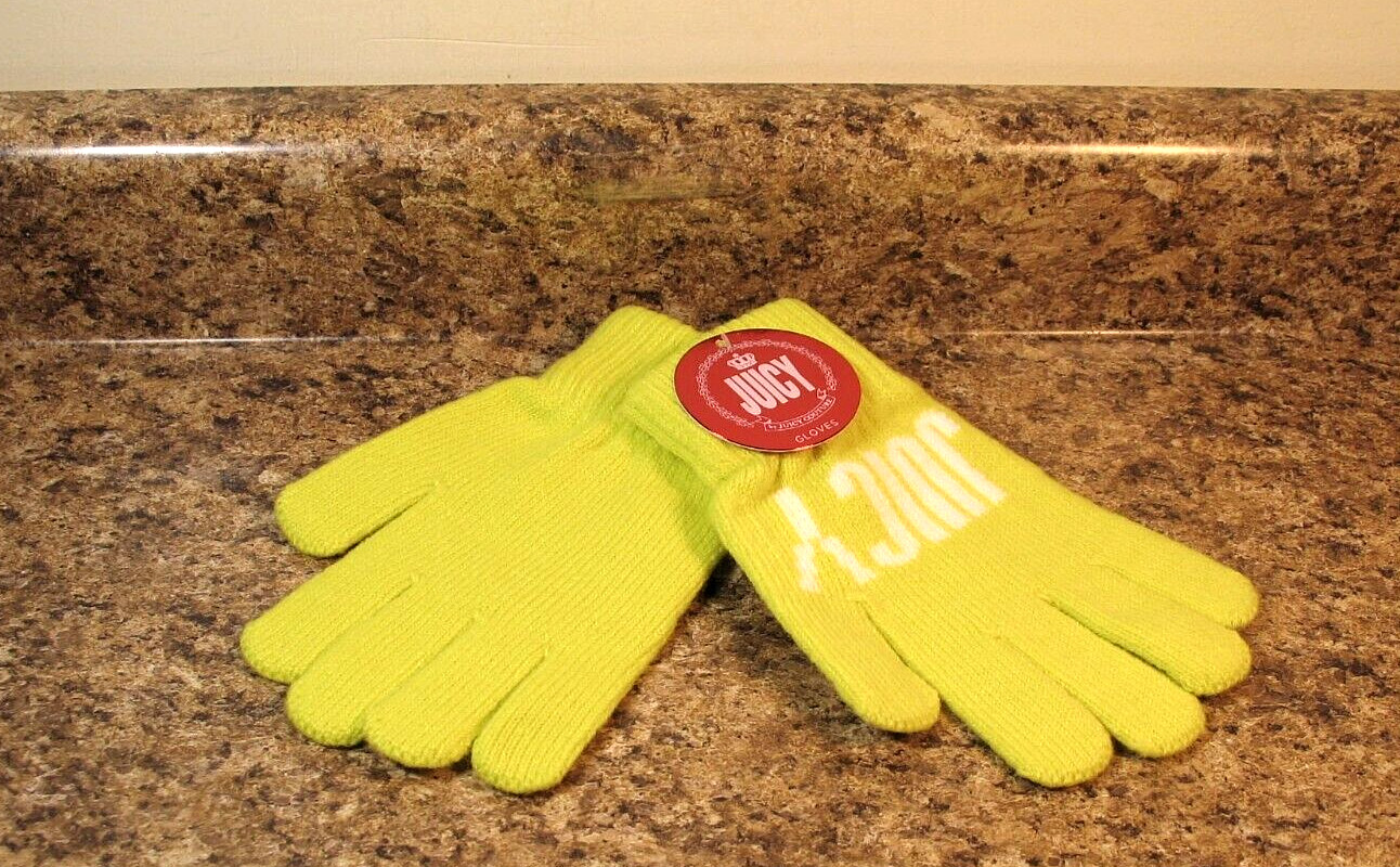 JUICY COUTURE Lime Acrylic Blend Women One Size Gloves NWT