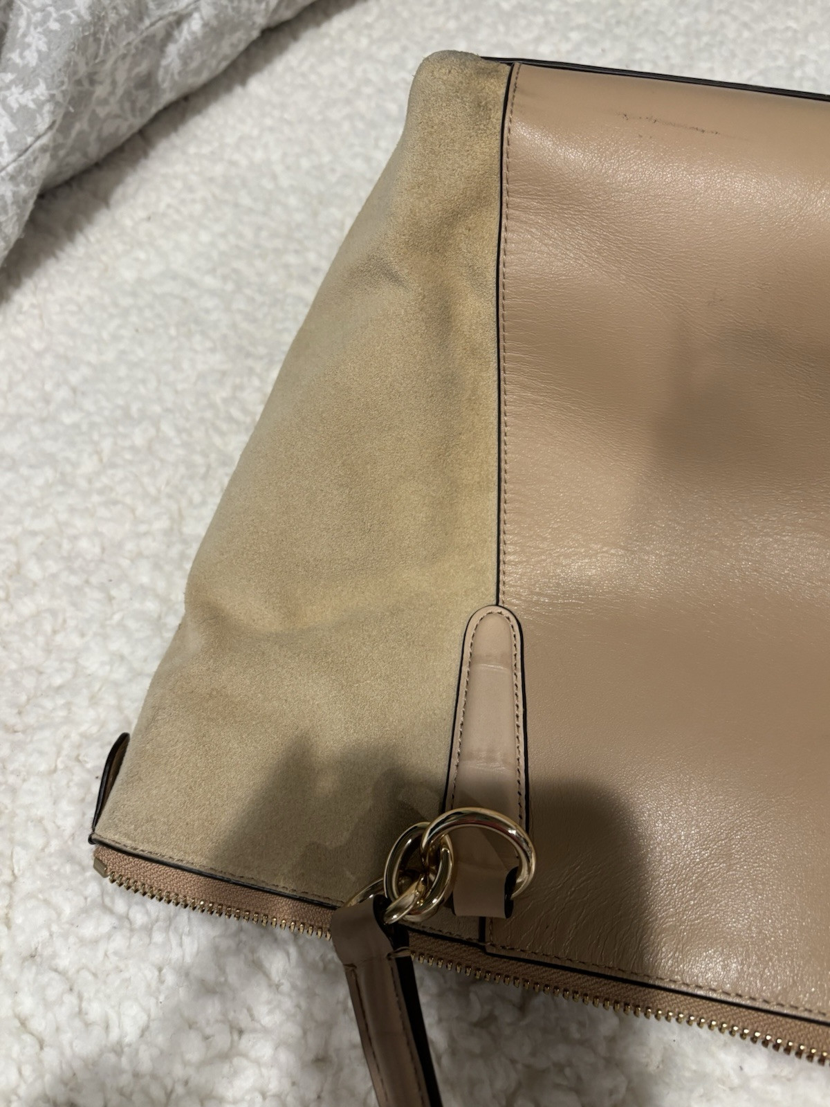 Coach Shoulder Tote “Ava” Leather Suede Two tone Nude Pre-Loved
