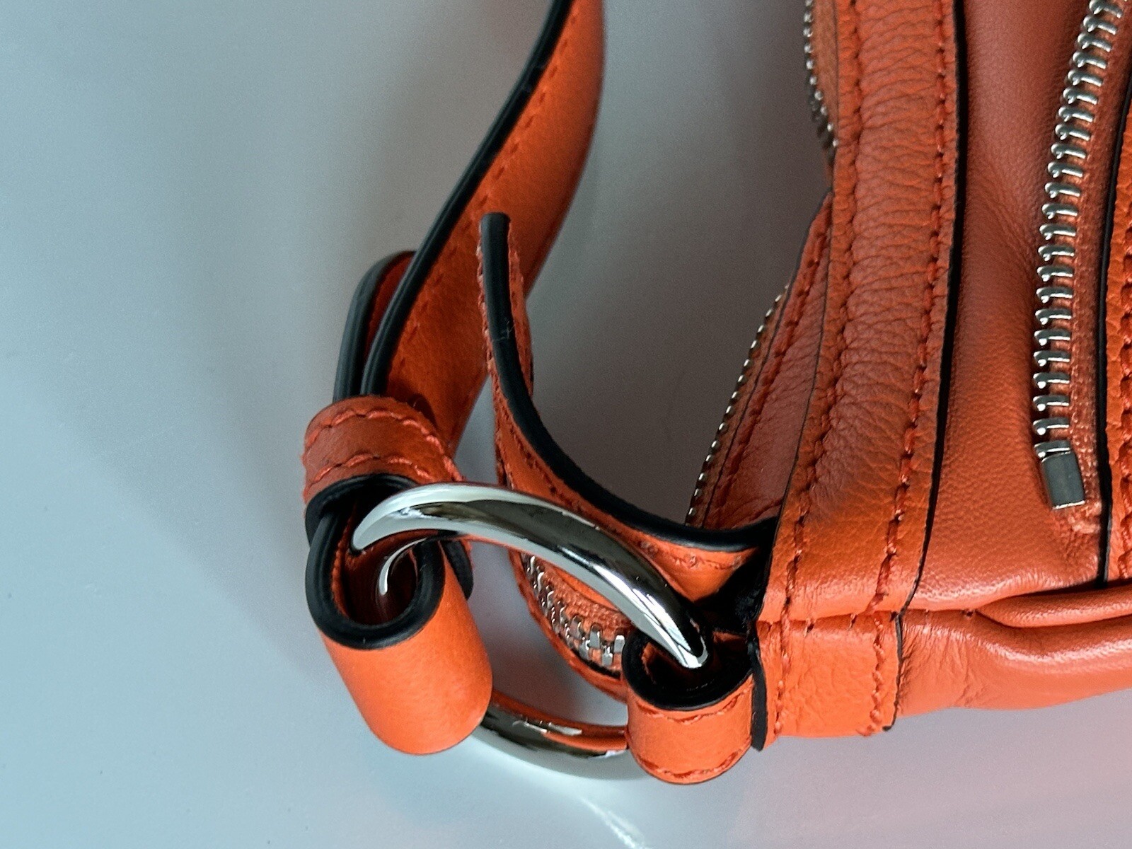 NWT $1925 Versace Silver Medusa Head Calf Leather Small Orange Hobo Bag 1007680
