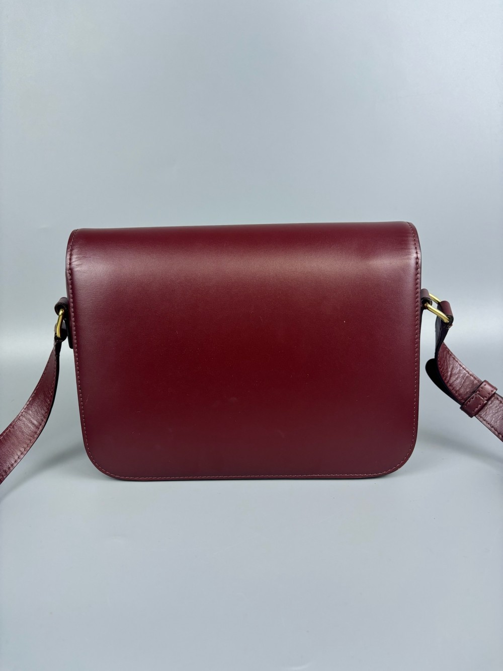 CELINE Arc de Triomphe Tofu Bag, Medium, Burgundy, Leather, Gold Lock
