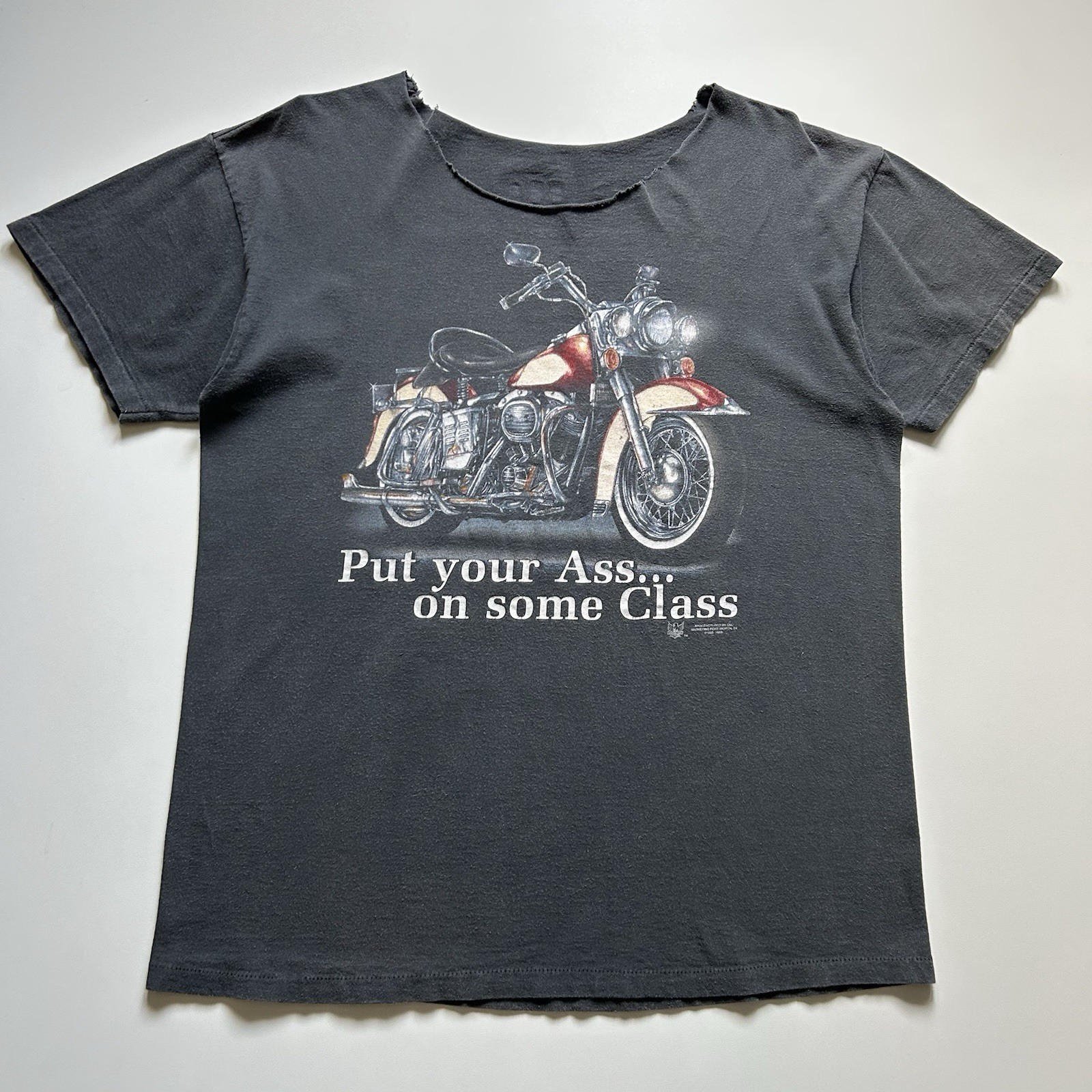 Vintage 90s American Biker Put Your Ass On Some Class T Shirt Size Large Faded