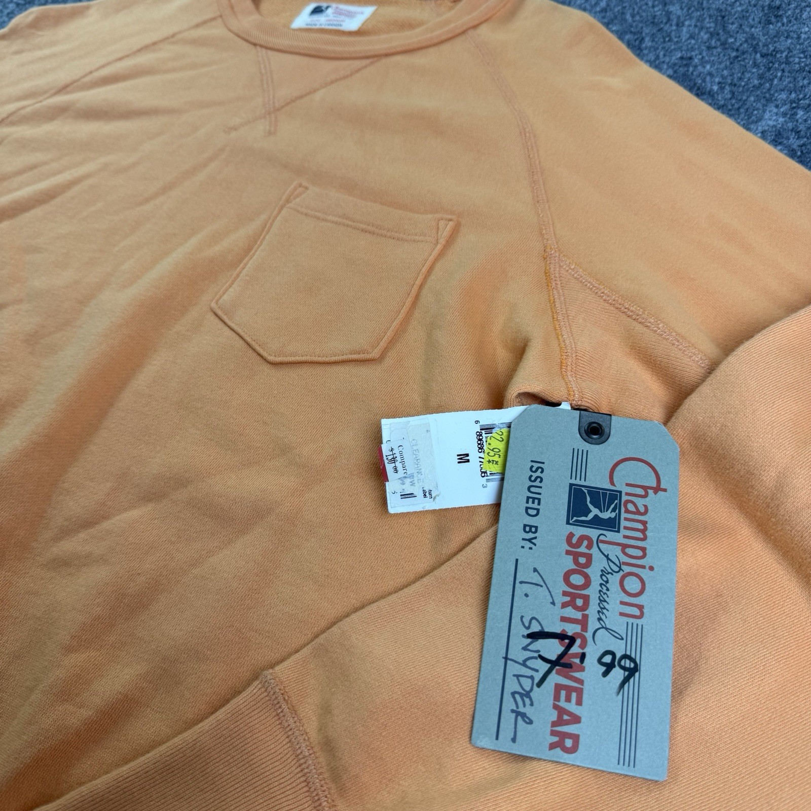 NWT Champion X Tom Snyder Orange pullover, sweatshirt, reverse, weave, medium