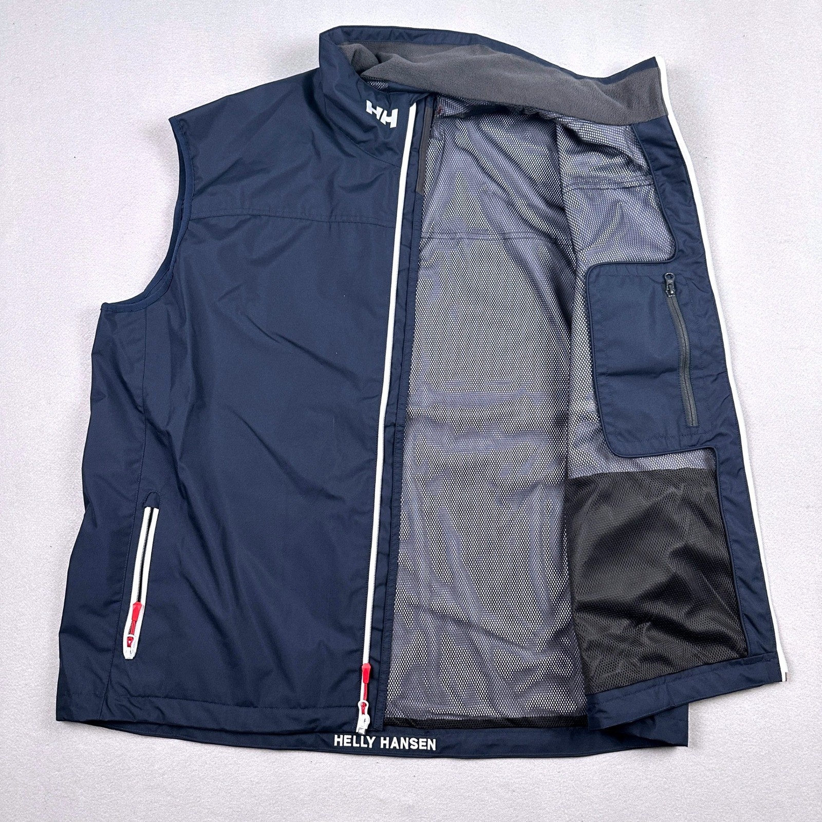 Helly Hansen Crew Vest Mens 4XL Navy Blue Sailing Windproof Fleece Lined Collar