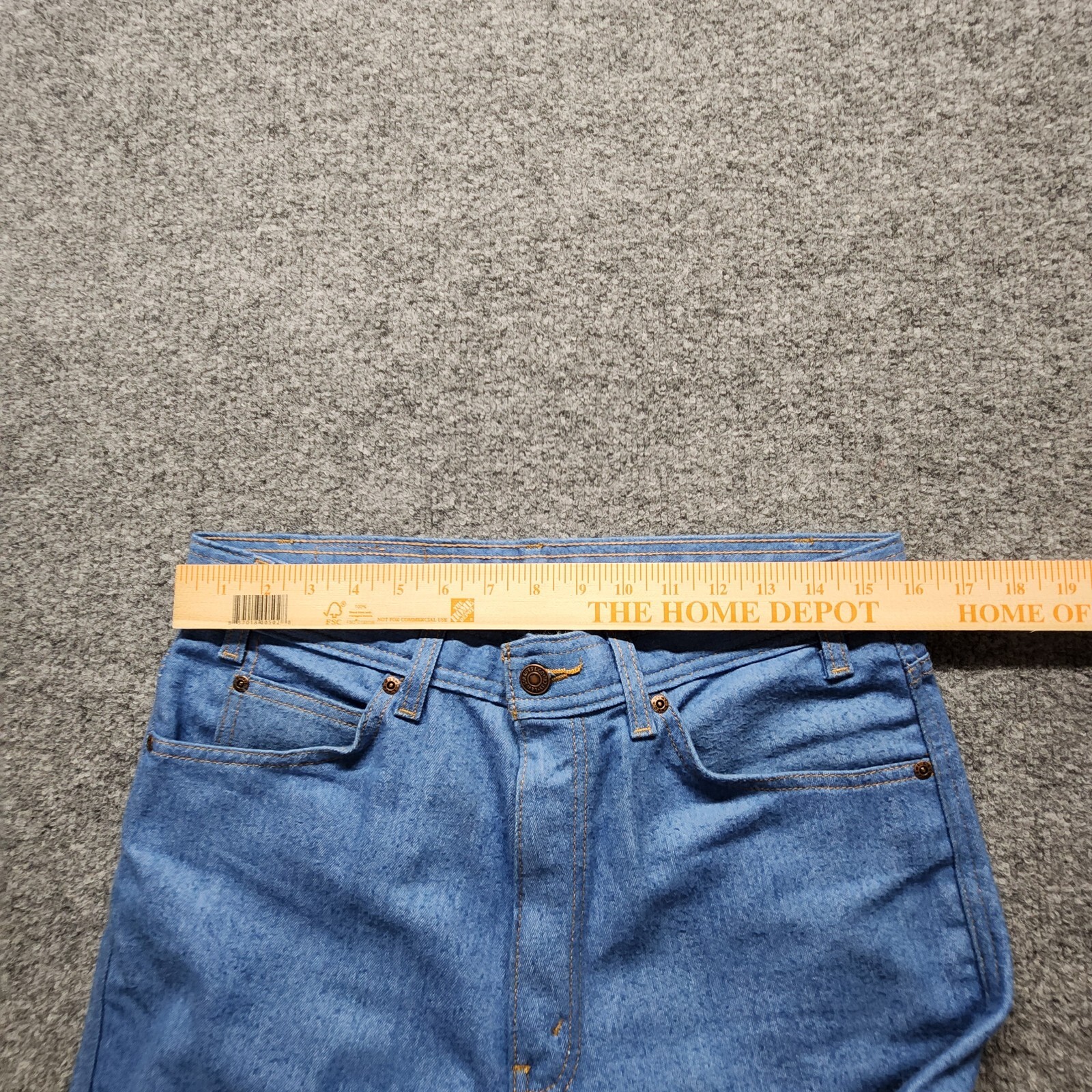 Vintage 70s Levis Light Wash Mens Boot Cut Denim Jeans Brown Leather Tab 34X29