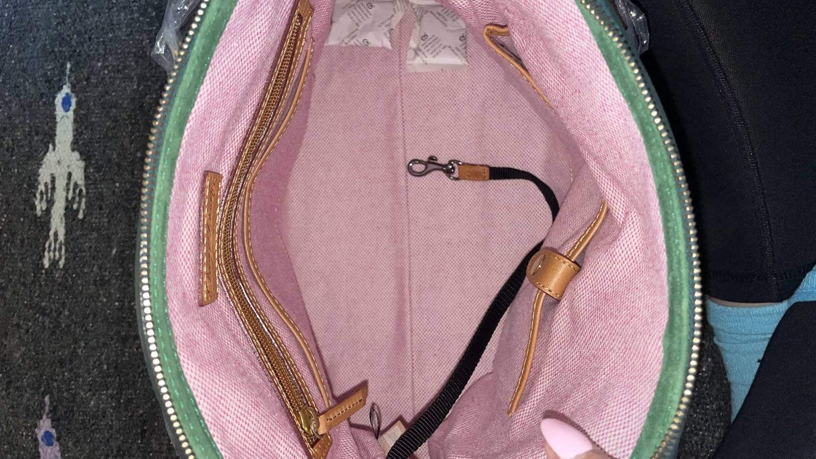 DOONEY & BOURKE Florentine Domed Buckle Satchel Green Tassel Bottom Studs
