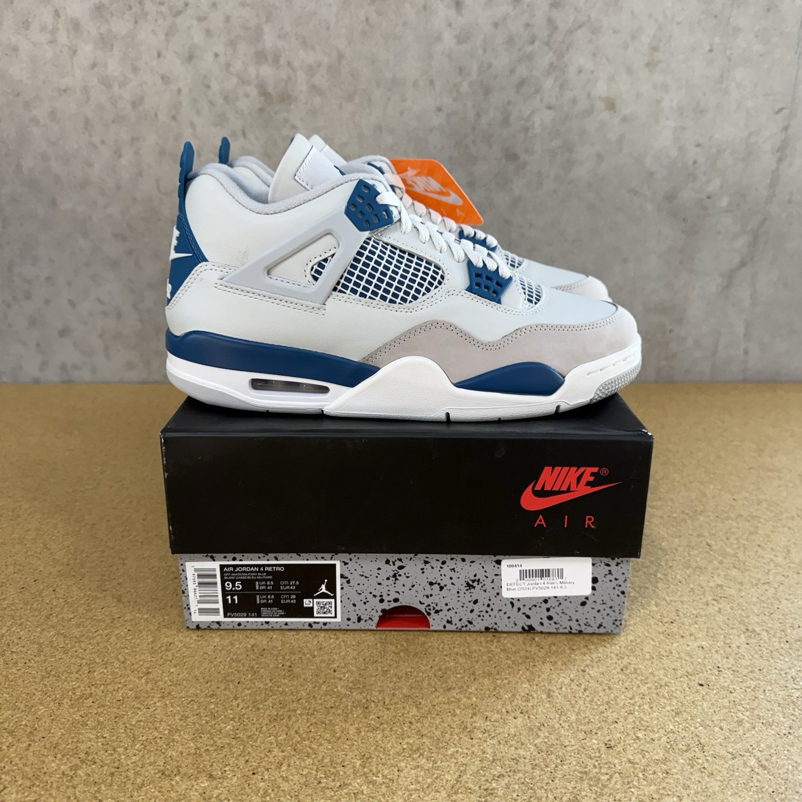 Men’s Size 9.5 Nike Air Jordan 4 Retro 2024 Military Industrial Blue FV5029-141