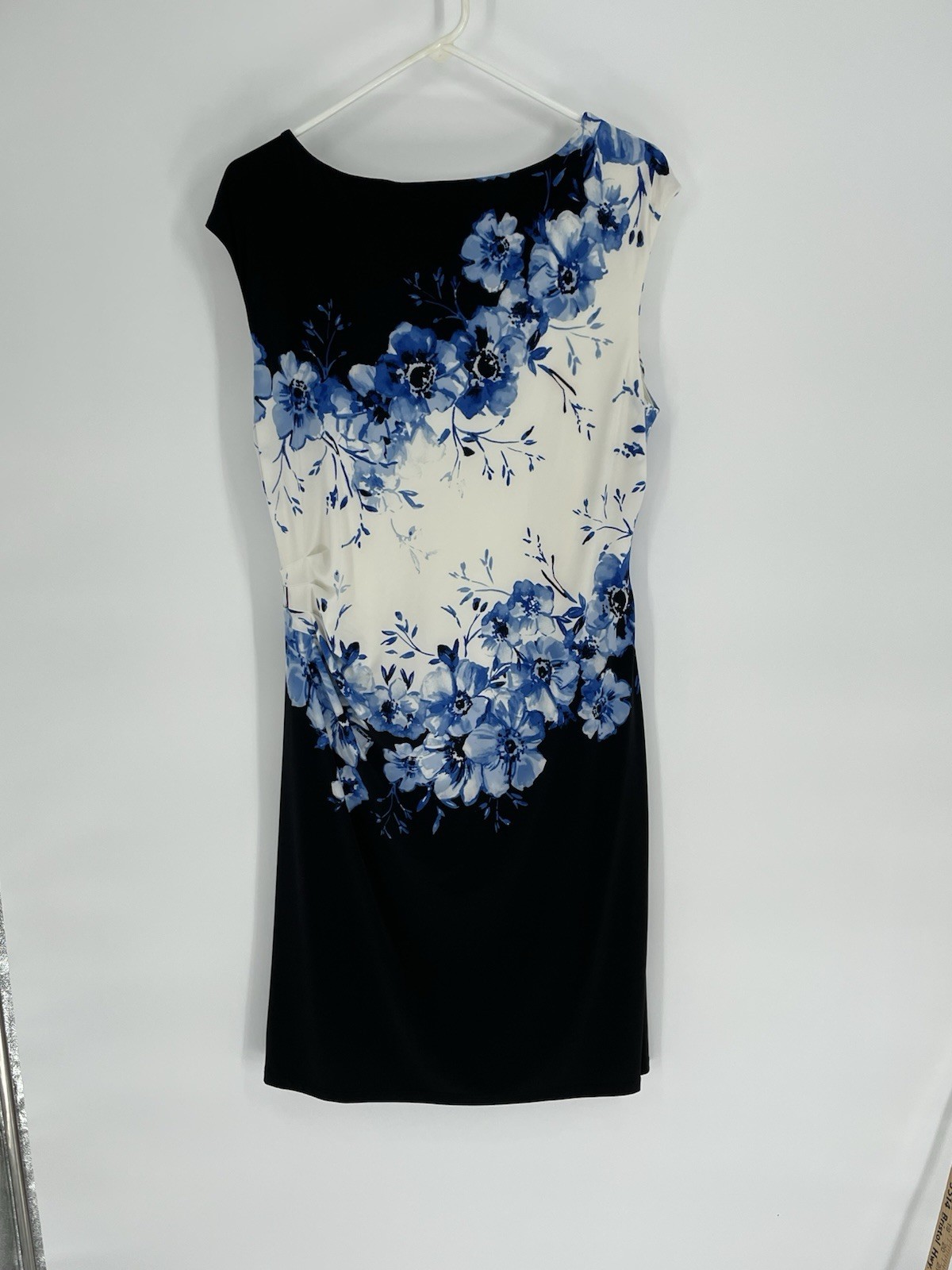 LAUREN RALPH LAUREN Womens Size 16 Lined Blue Floral Print Wear to Work Dress