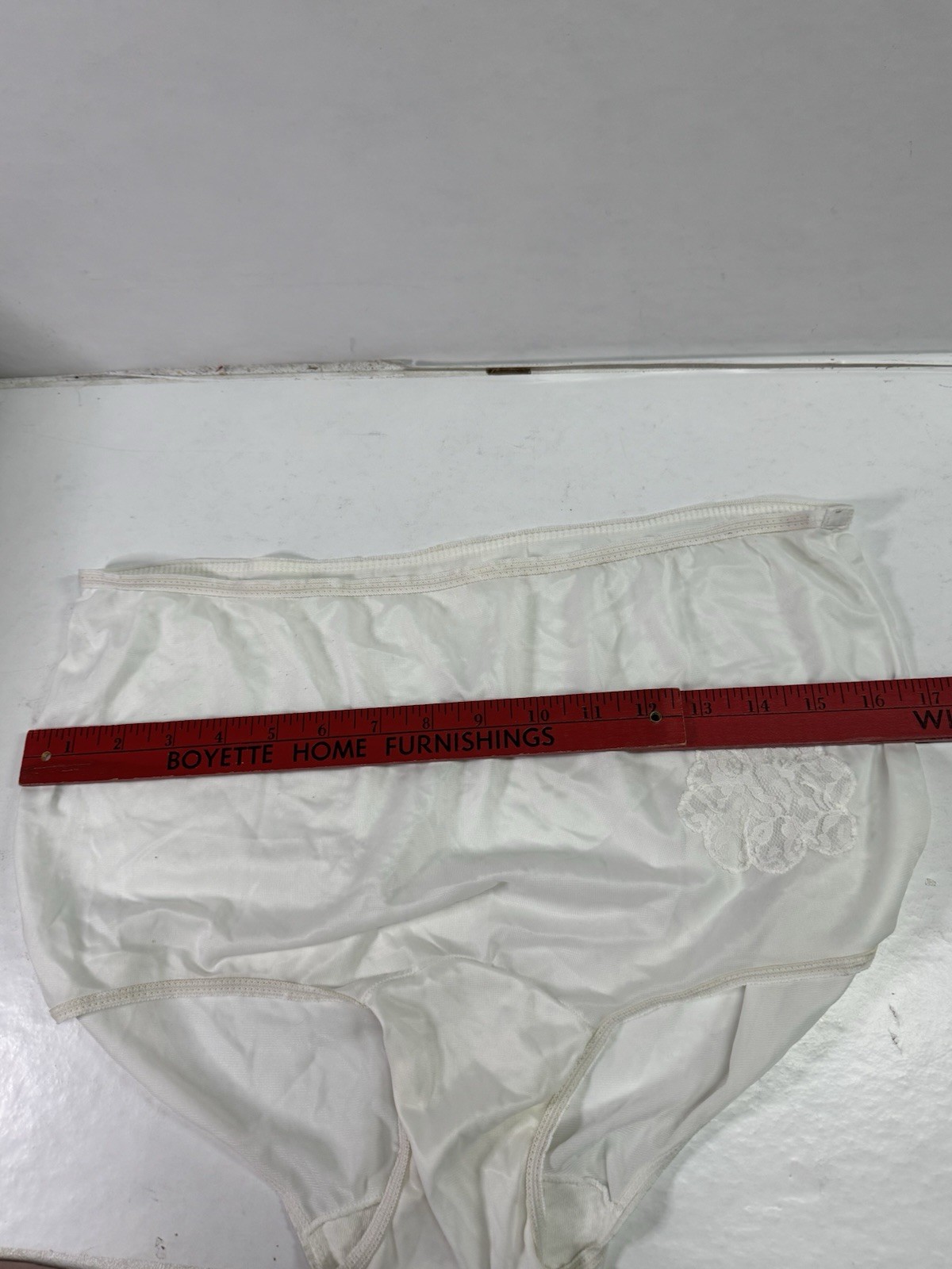 Vintage Carole Nylon Granny Panties Lace Flower Size Unknown White