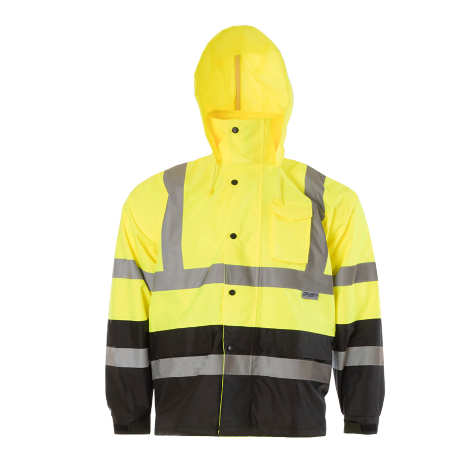 Safety Rain Jacket Reflective Green Hi-Vis Raincoat Rainjacket w Hood S-5XL