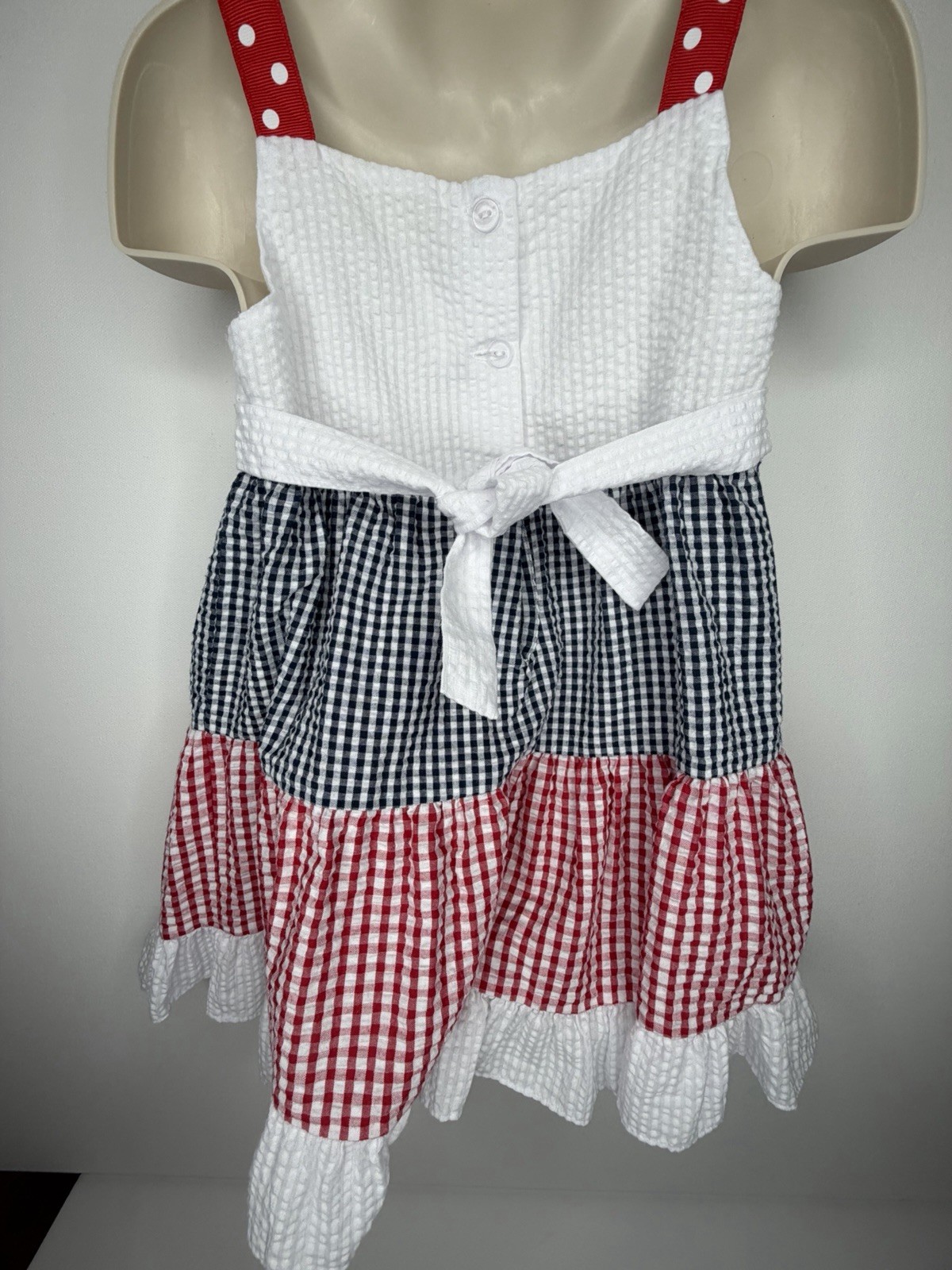 Emily Rose Red White Blue Dress Gingham Appliqué Butterfly Size 3T
