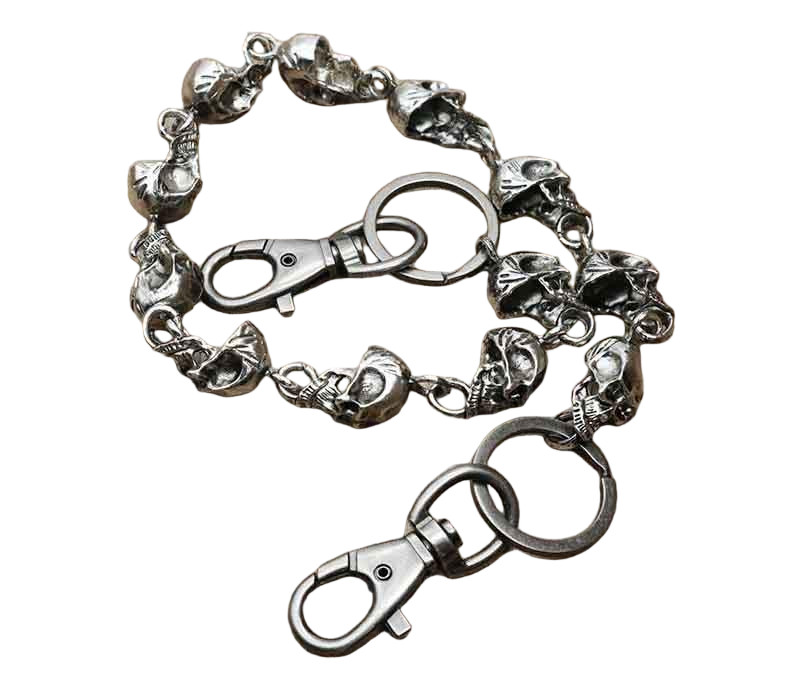 Vintage 23″ Skull Strong Leash Biker Trucker Key Chains Heavy Jean Wallet Chain