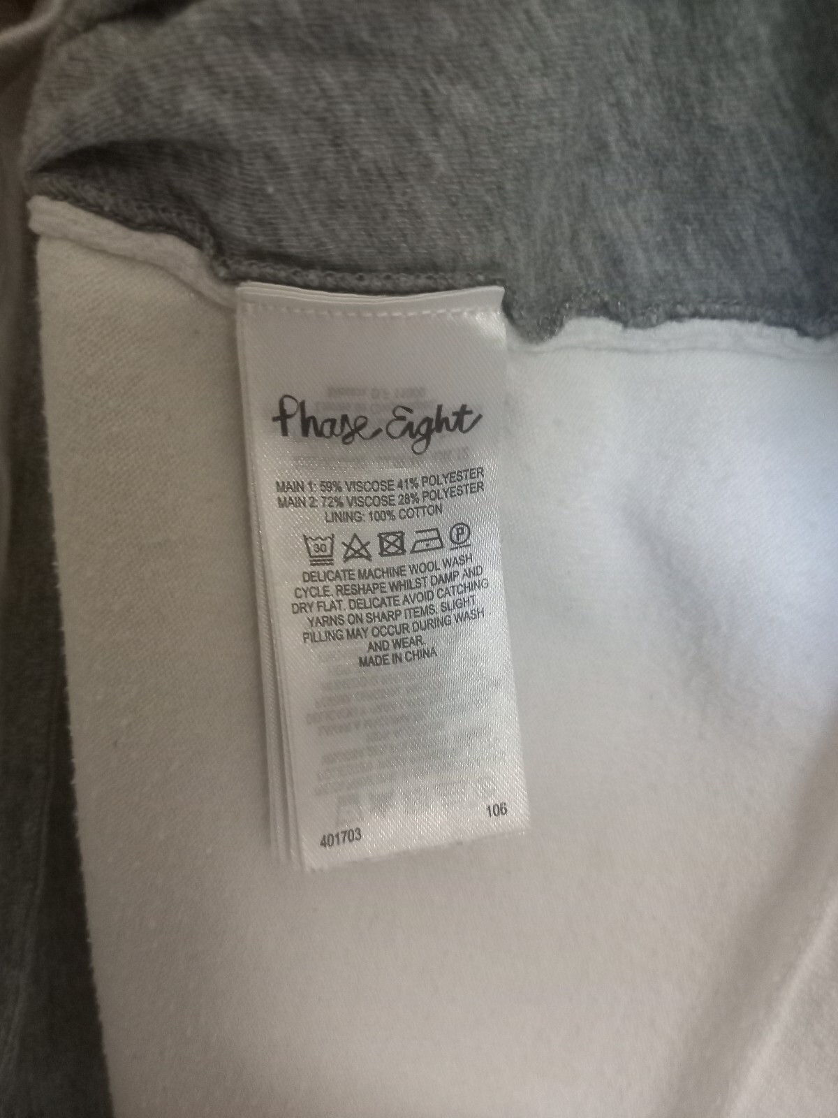 Phase Eight V Neck Leticia Burnout Floral White & Grey Top Tee | Size UK 12