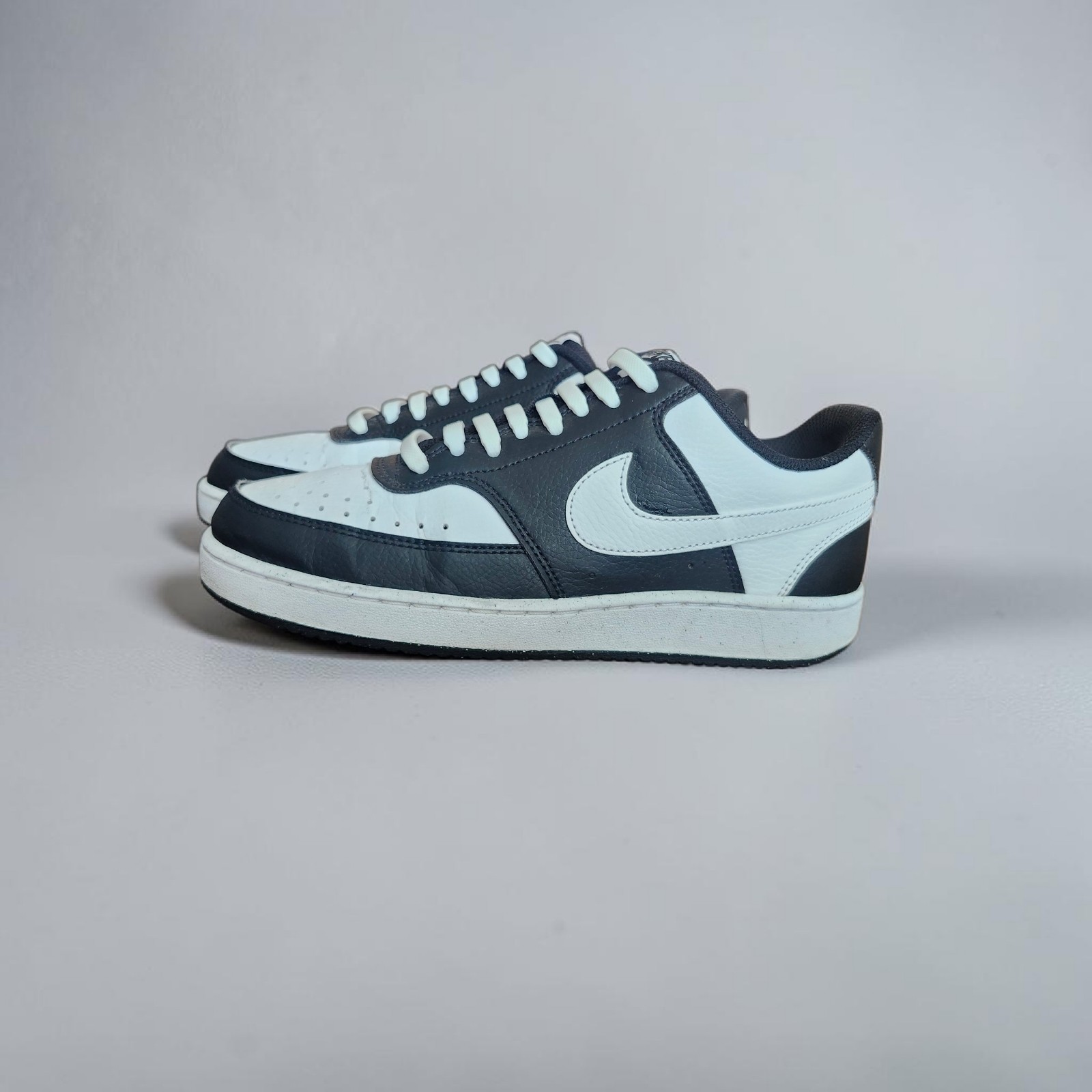 Nike Court Vision Low Men’s Leather Lace-Up Sneakers Black/White HM9862-001