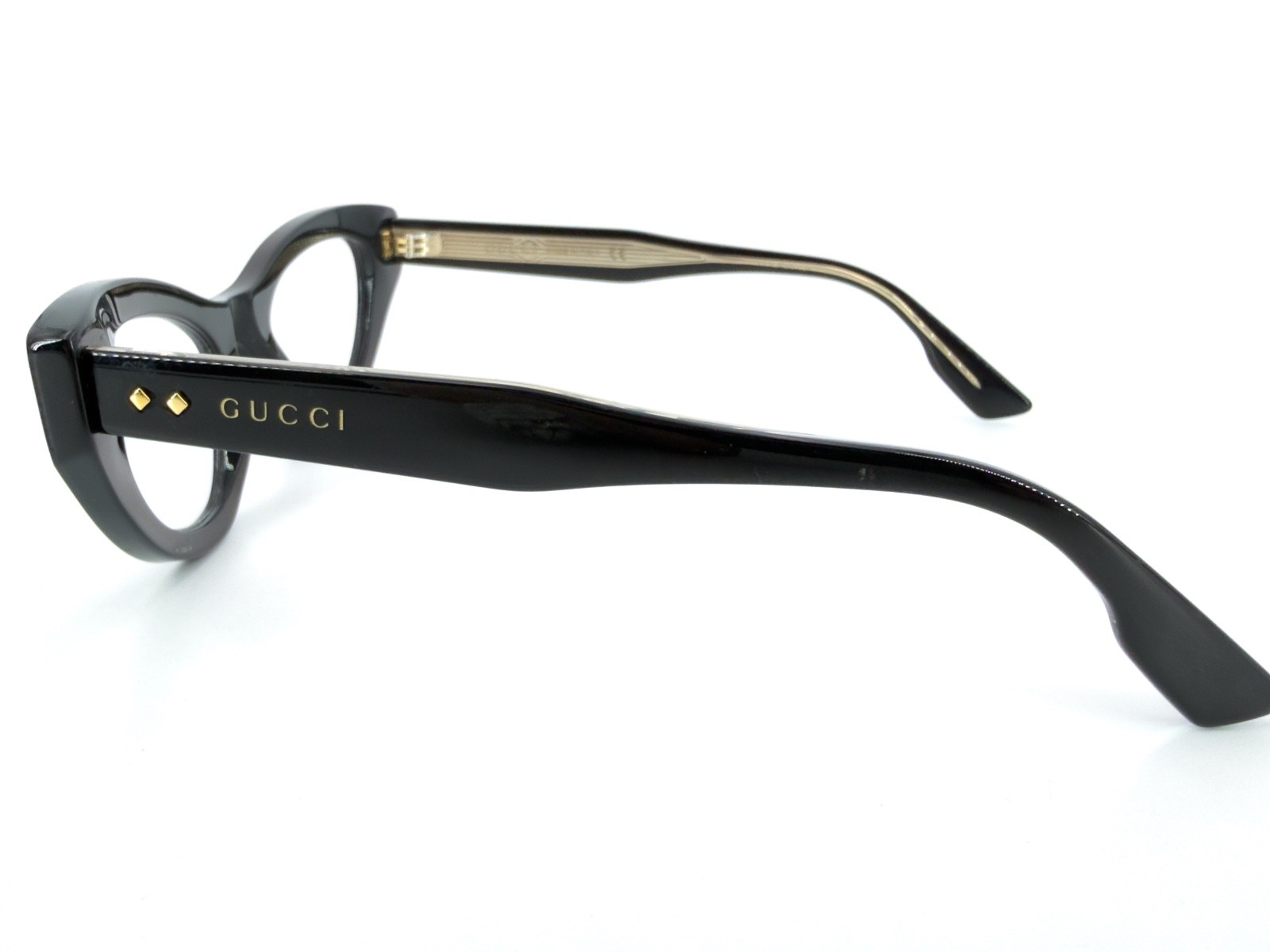 Gucci GG1083O Eyeglasses FRAMES 001 Gloss Black 49[]22-145 Gold Cat Eye M650