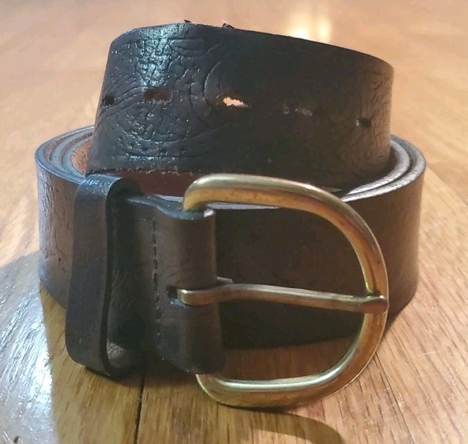 WRANGLER Brown Genuine Leather Western Belt Mens Size 40/100