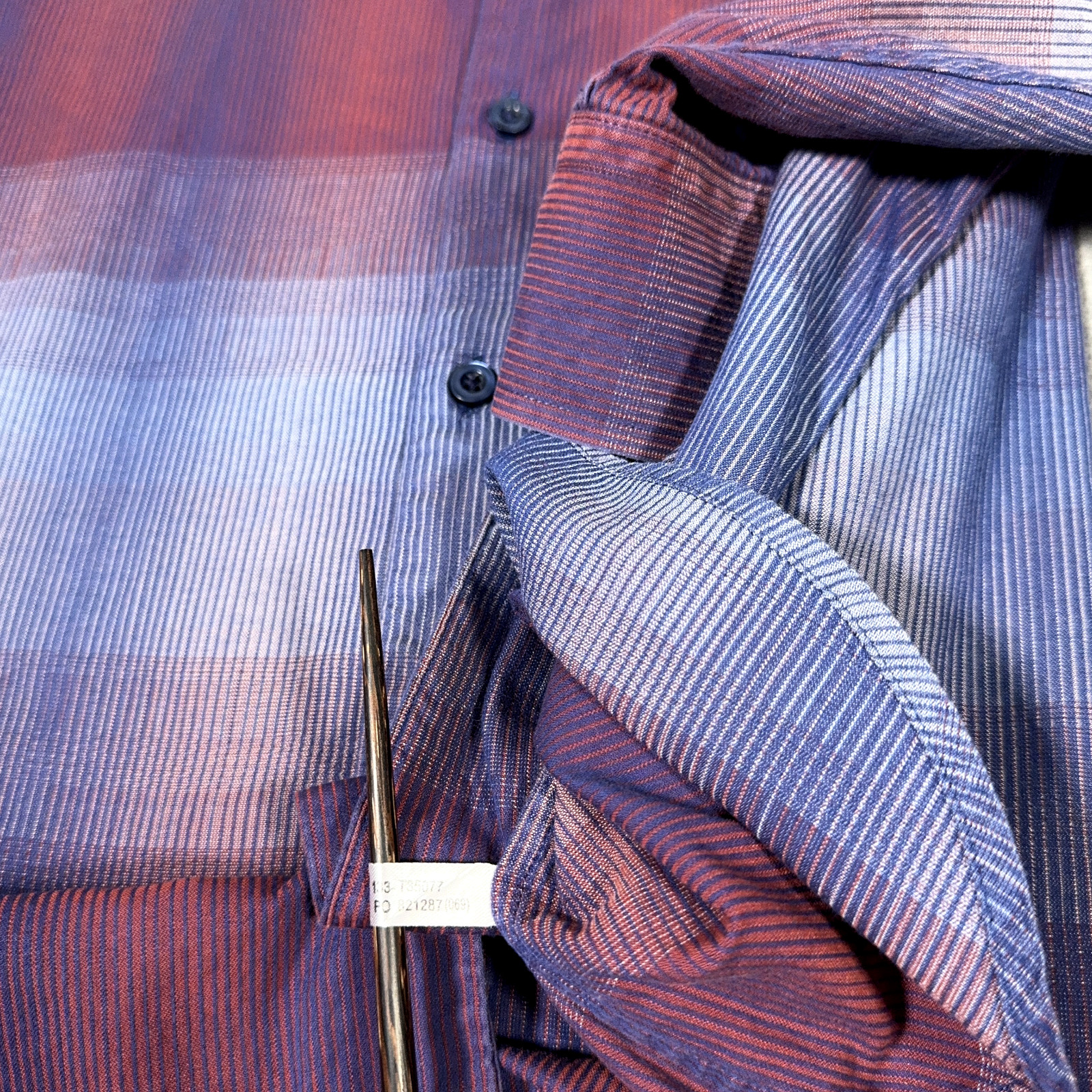 Tommy Bahama Shirt men Large Red Blue purple Ombre Cotton Silk blend Button down
