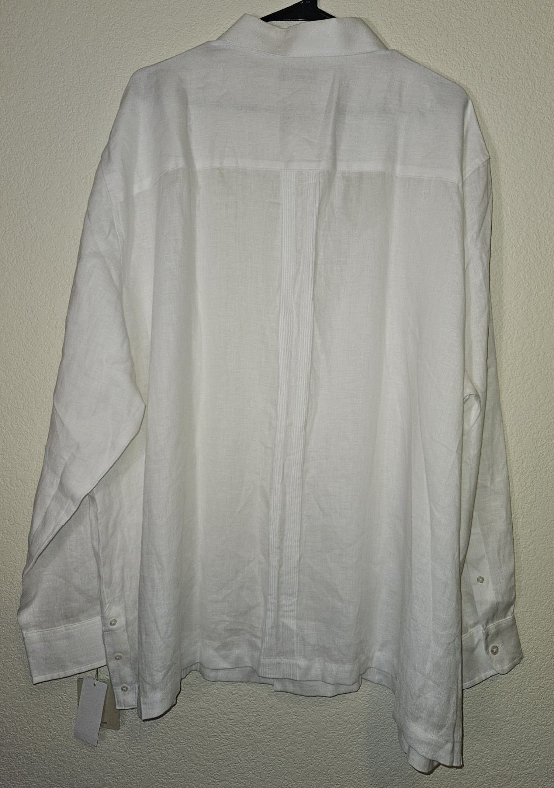 Cubavera Collection Linen White Solid Long Sleeve Dress Shirt 3X Big & Tall