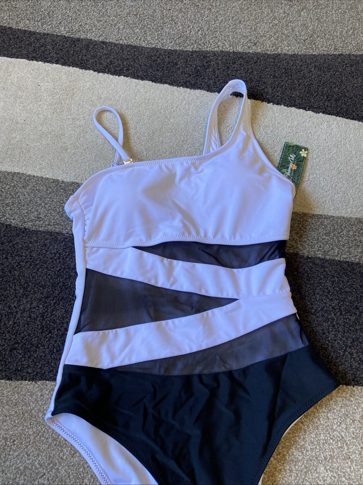Blooming Jelly -S- Womens 1 Piece Swimsuit Mesh Panels-NWT