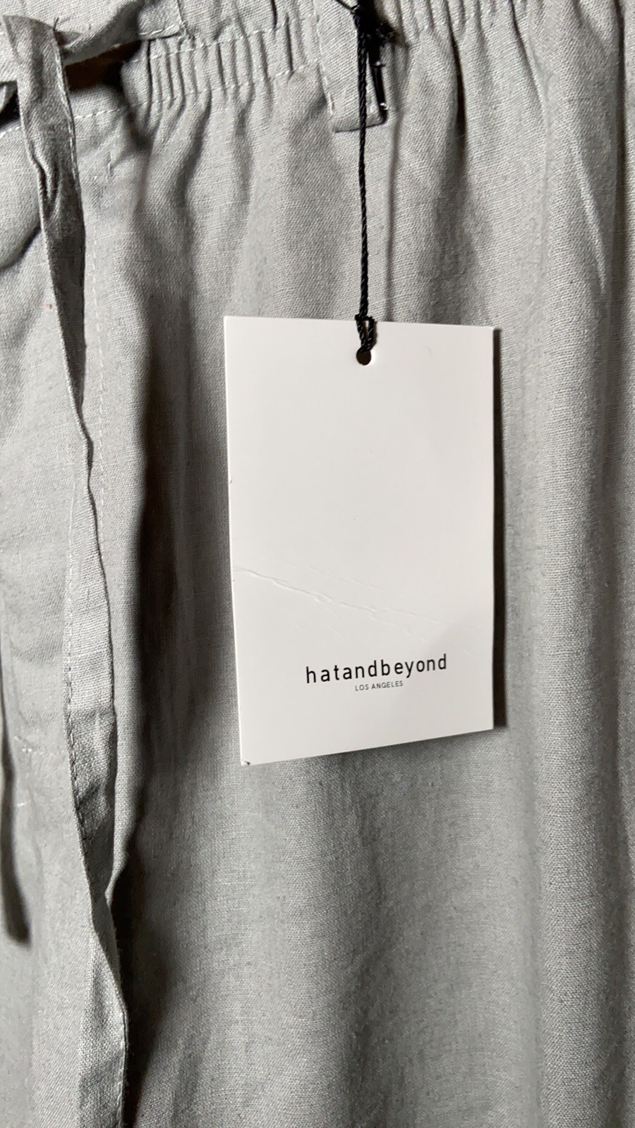 Hat and Beyond Linen Pants Drawstring Relaxed Gray