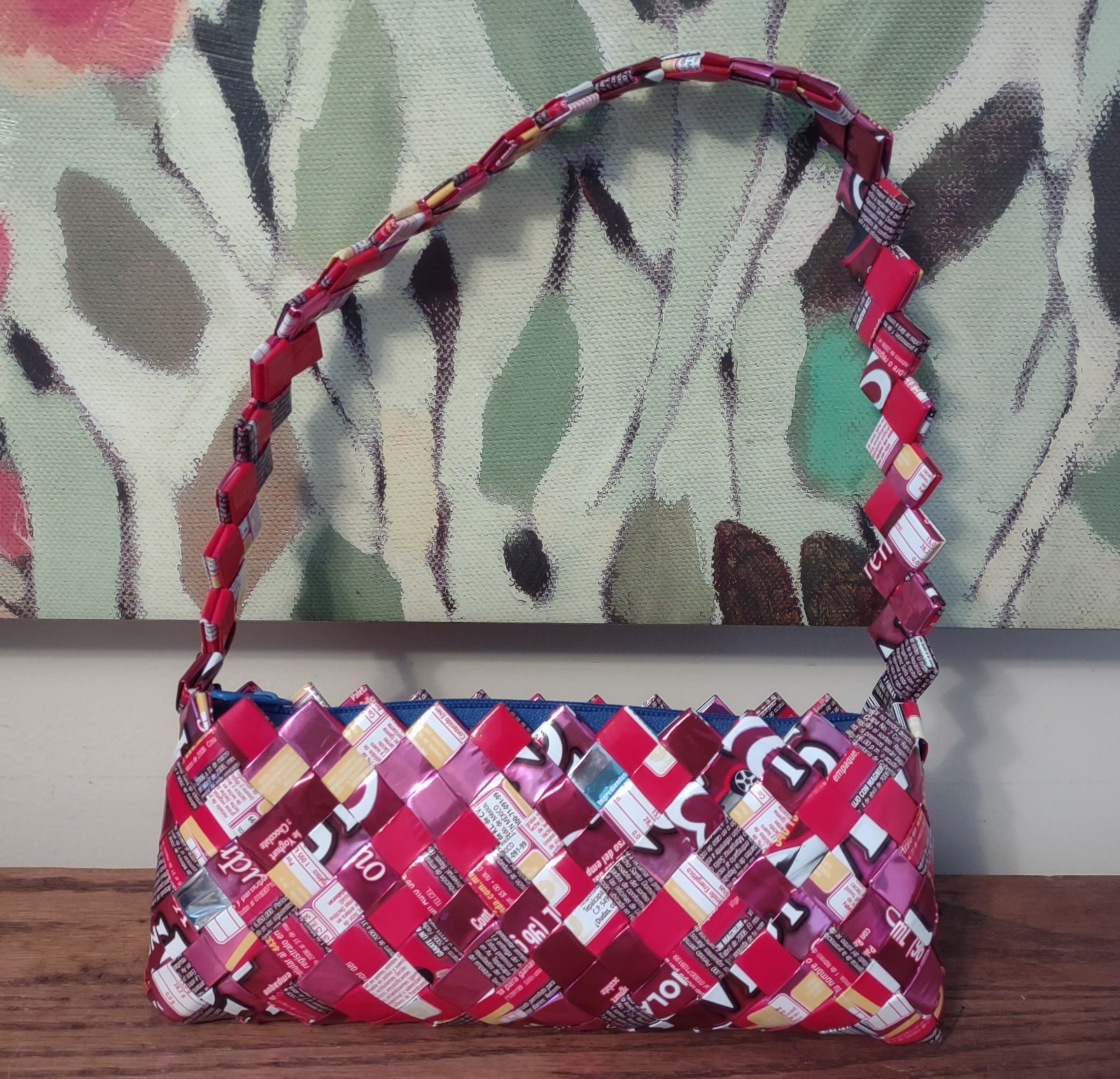 Nahui Ollin Candy Wrappers Shoulder Bag Red Pink Mexico Zipper Purse