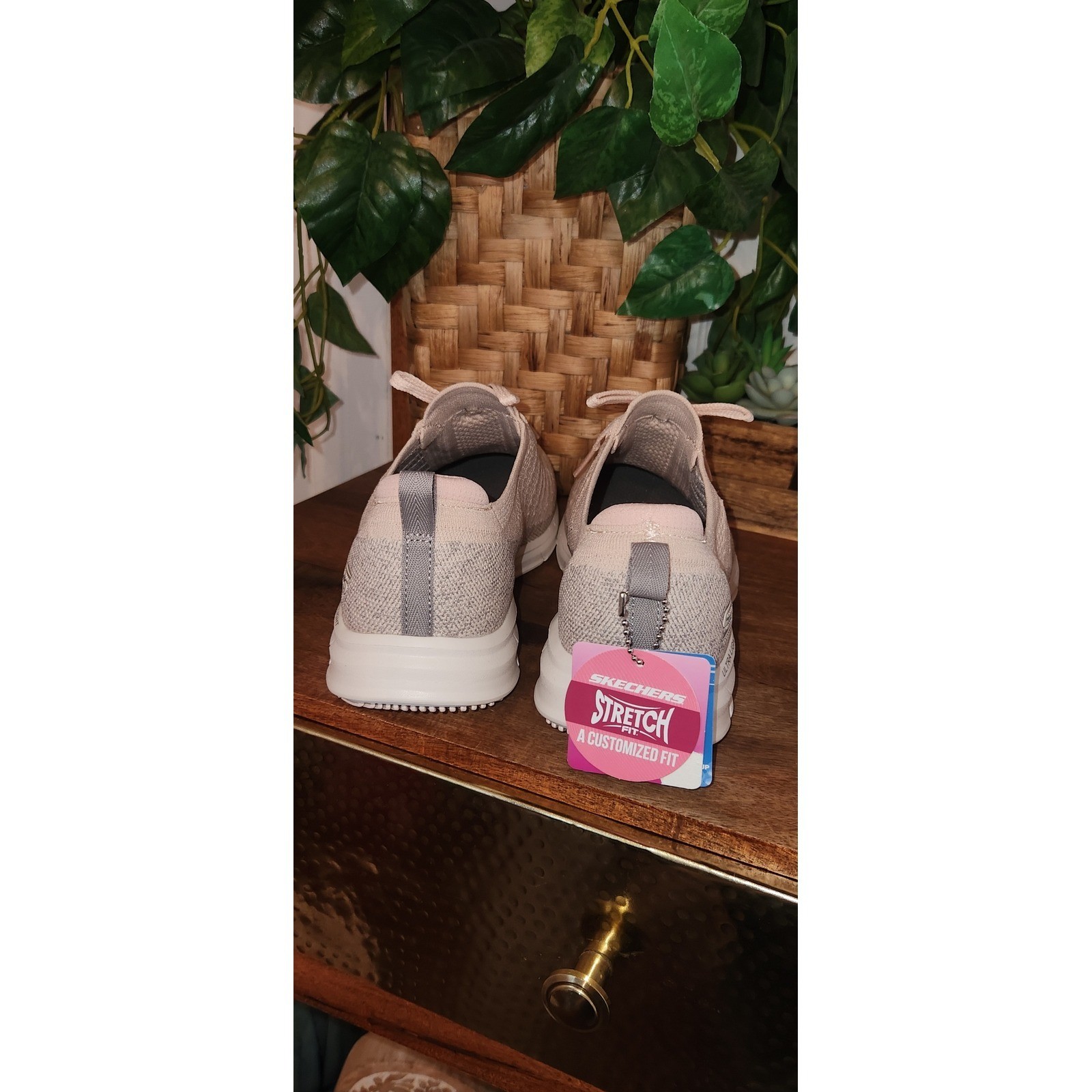 Skechers Sport Active Stretch Fit Pink Grey Sneakers Air-Cooled Memory Foam NEW