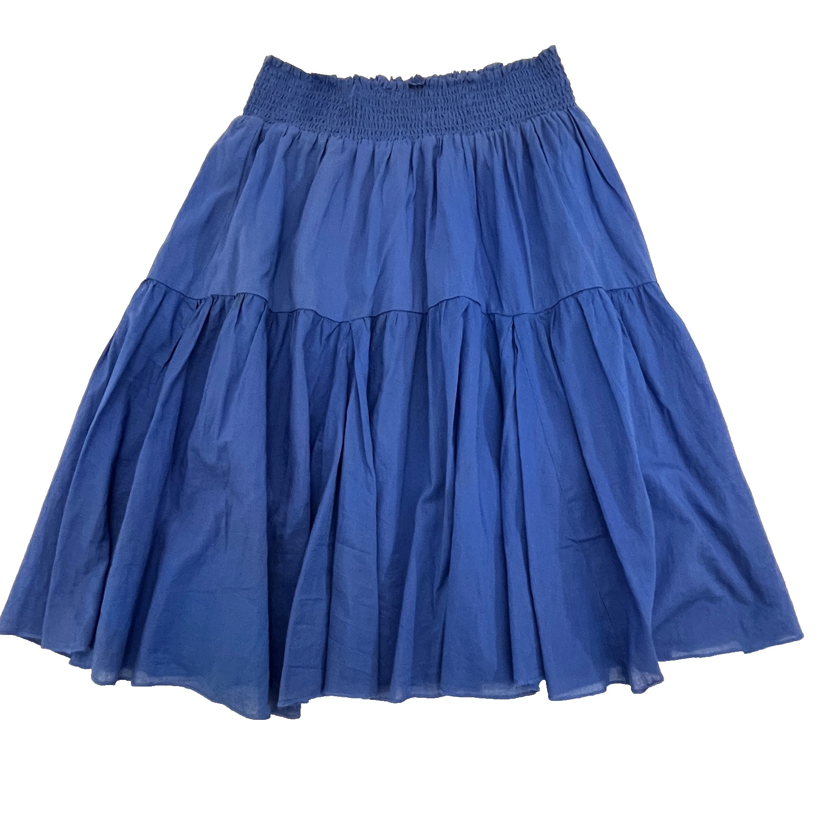 Old Navy Blue Smocked Waist Tiered Skirt Size M Cotton Above Knee Lightweight