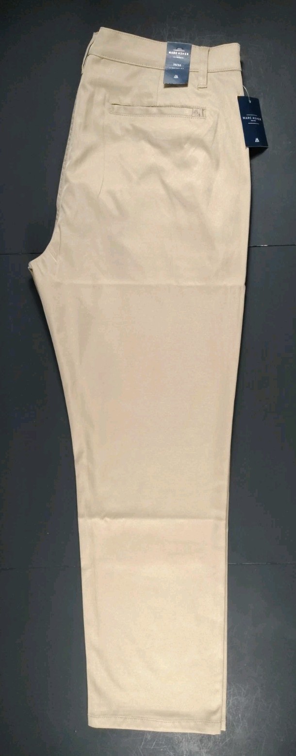 MARC ASHER-NWT-Men’s Sandstone Straight Fit Flat Front Chino Pants-Size 38W/32L