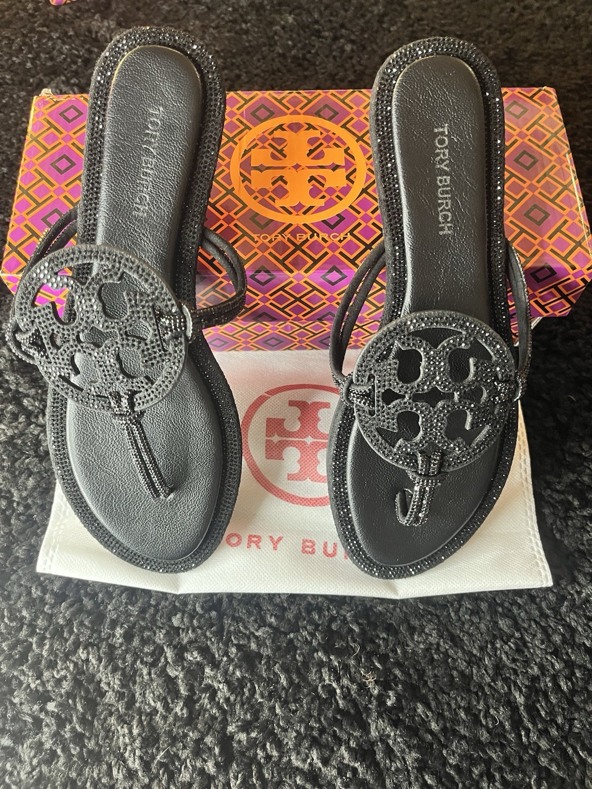 Tory Burch Black Diamonds Sandals Women’s 8 Brand New W Box