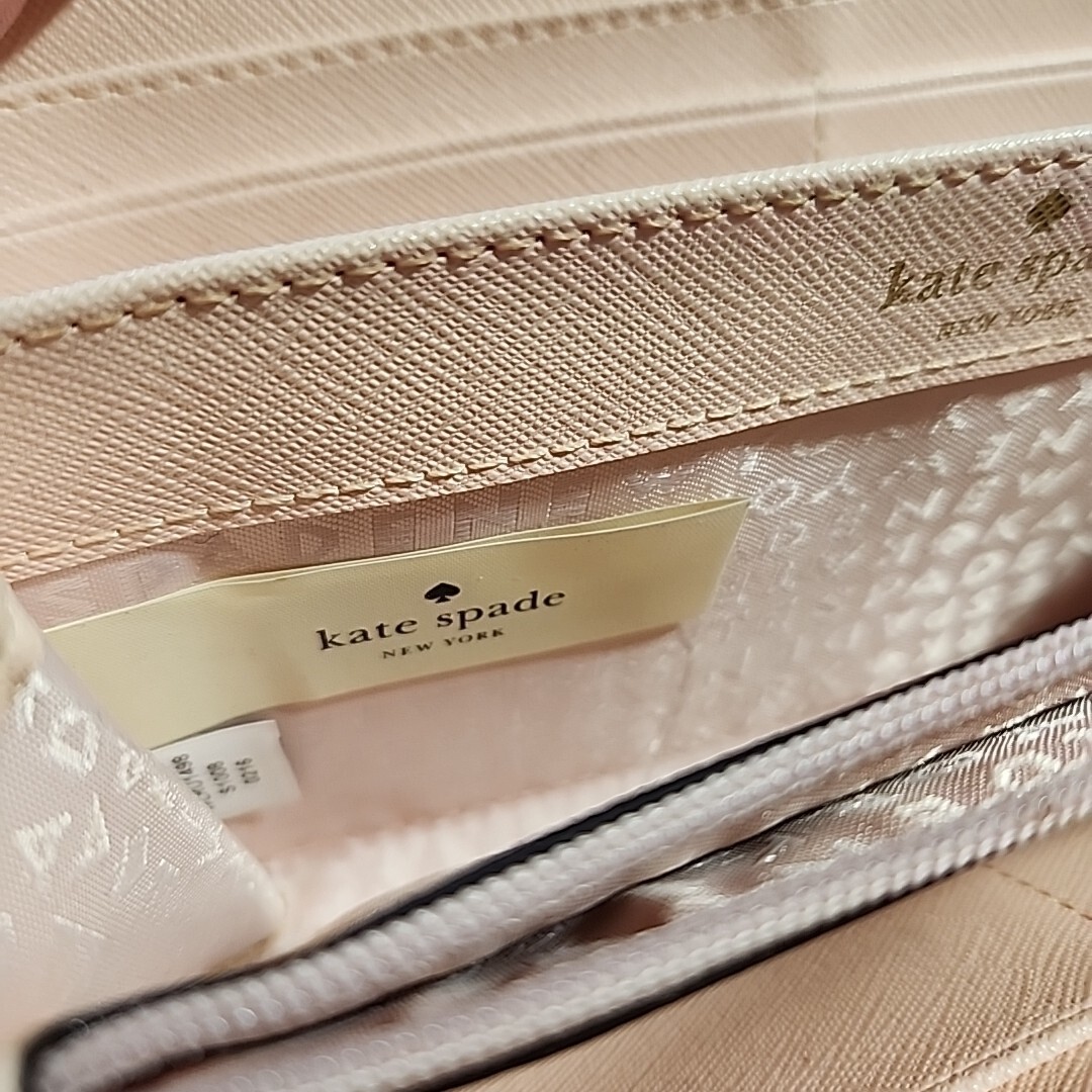 KATE SPADE Leather Zip Around Wallet Pink Peach Large 7.75″
