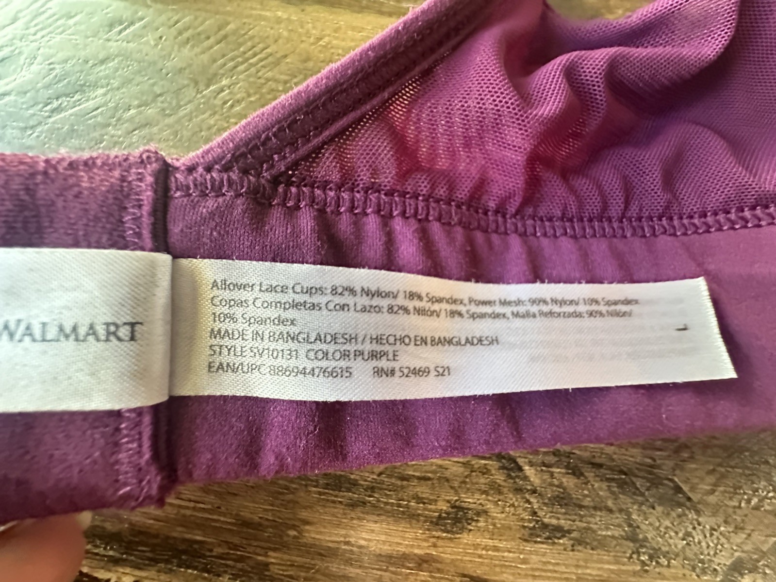 Sophia Vergara Intimates Bralette Hook&Eye Closure Purple
