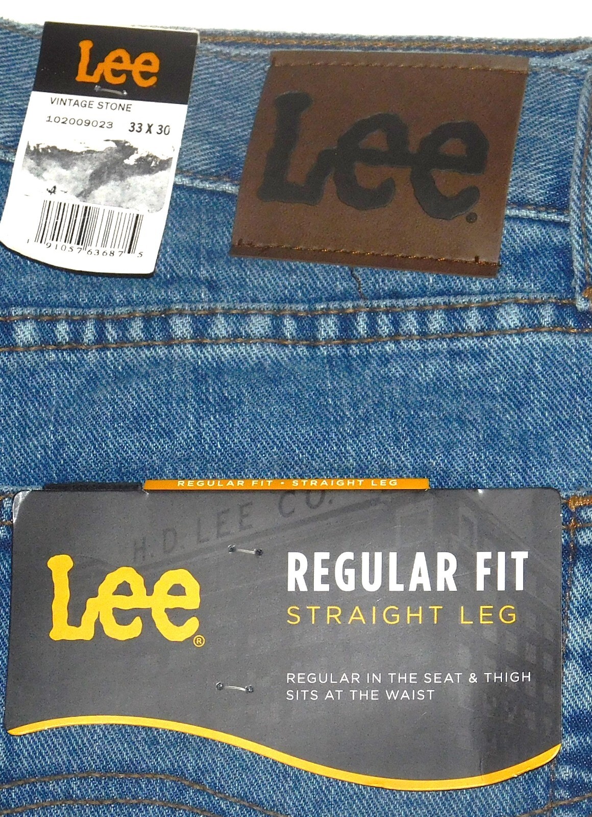 LEE Regular Jeans Straight Leg Regular Seat & Thigh Blue Wash Vintage Stone