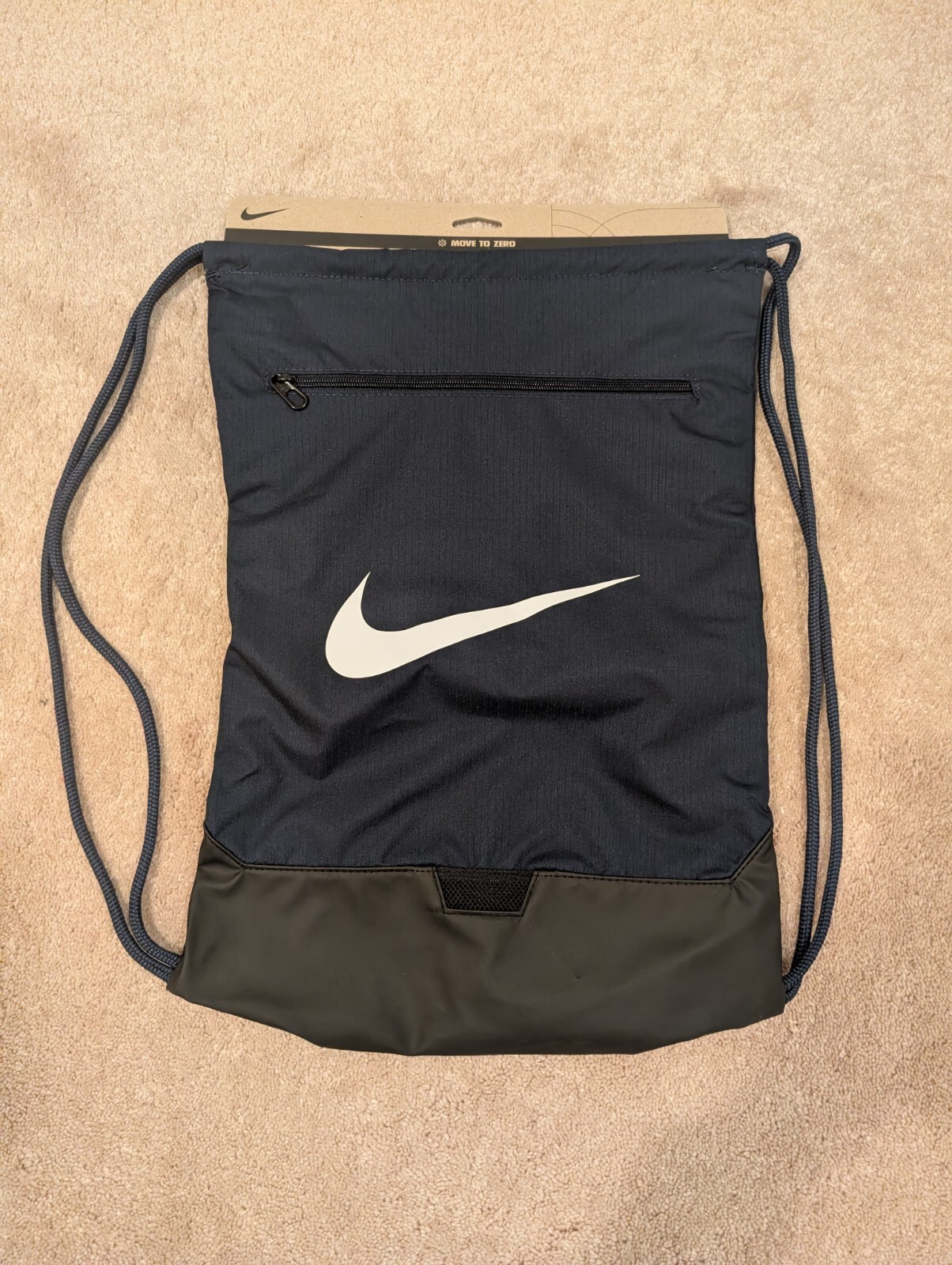 Nike Brasilia 9.5 Drawstring Training Gym Bag Sack Pack DM3978-410 Midnight Navy