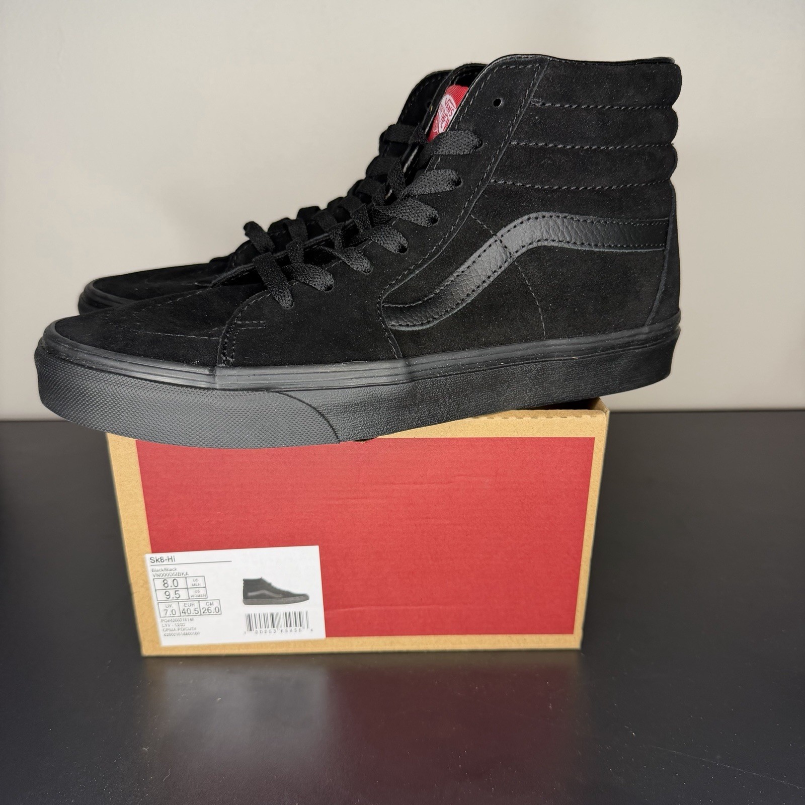 Vans Men’s SK8-Hi Black / Black High Top Casual Skateboarding Daily Wear Shoes