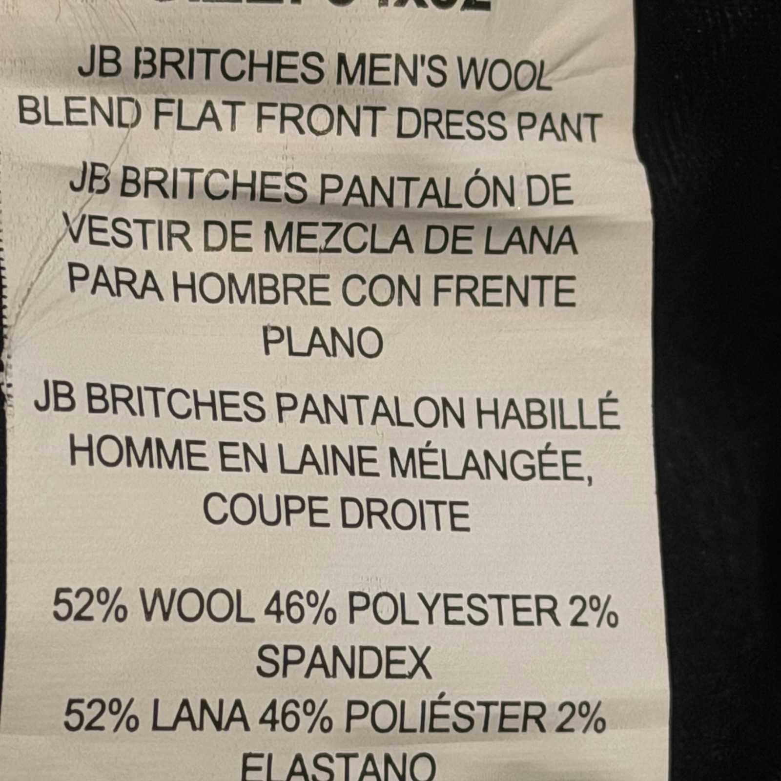 JB Britches Men’s Black Wool Blend Flat Front Dress Pants Trousers New Auth $159