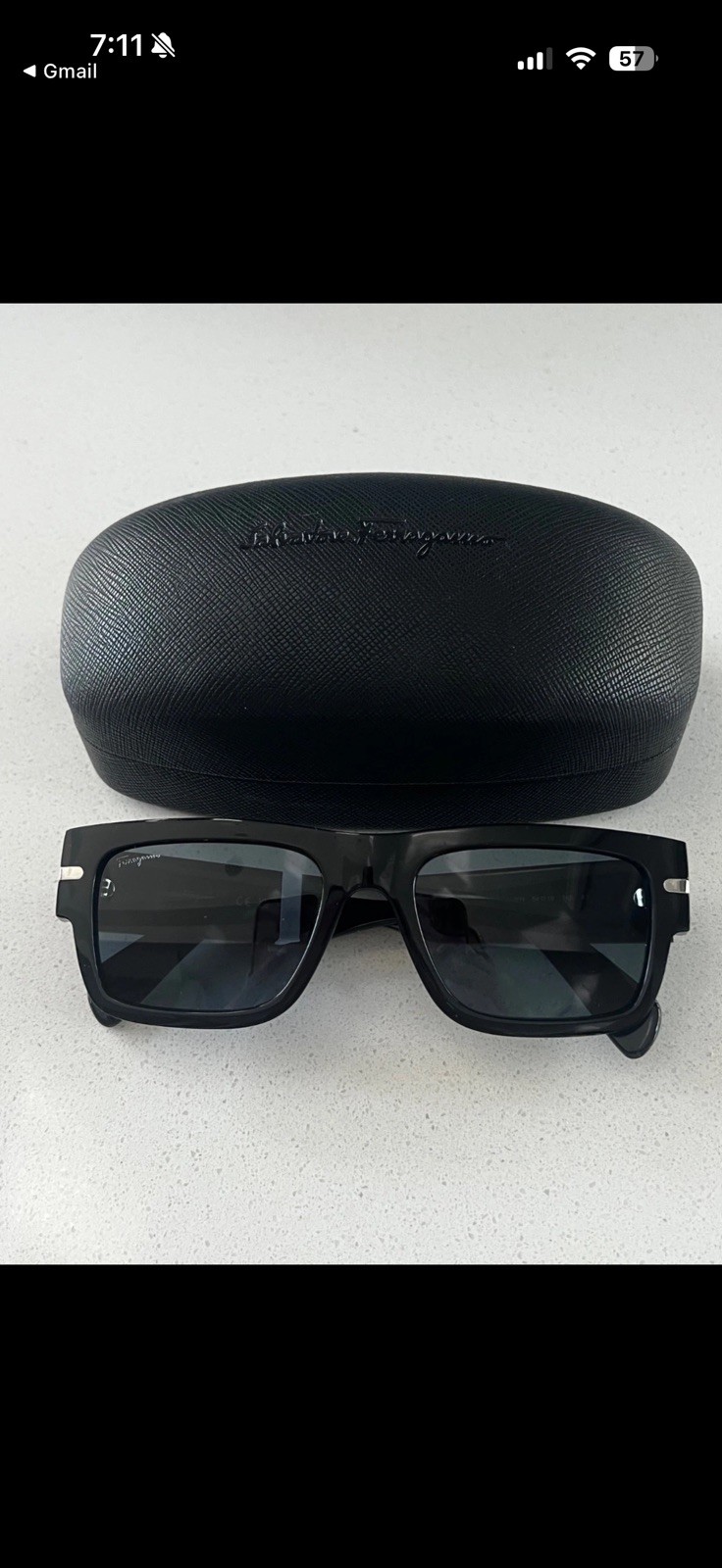 FERRAGAMO Classic Logo 54mm BLACK Rectangular Sunglasses