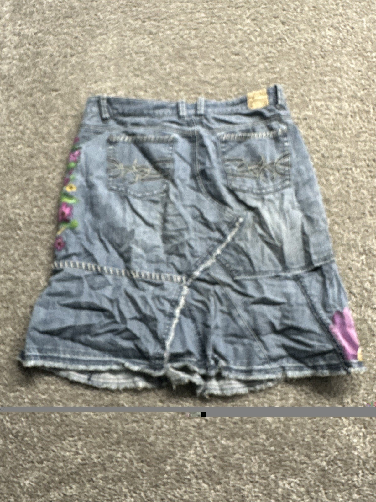 Vintage Y2K 2000s Candies Womens Patchwork Skirt Hand Painted Medium Wash 7 VTG