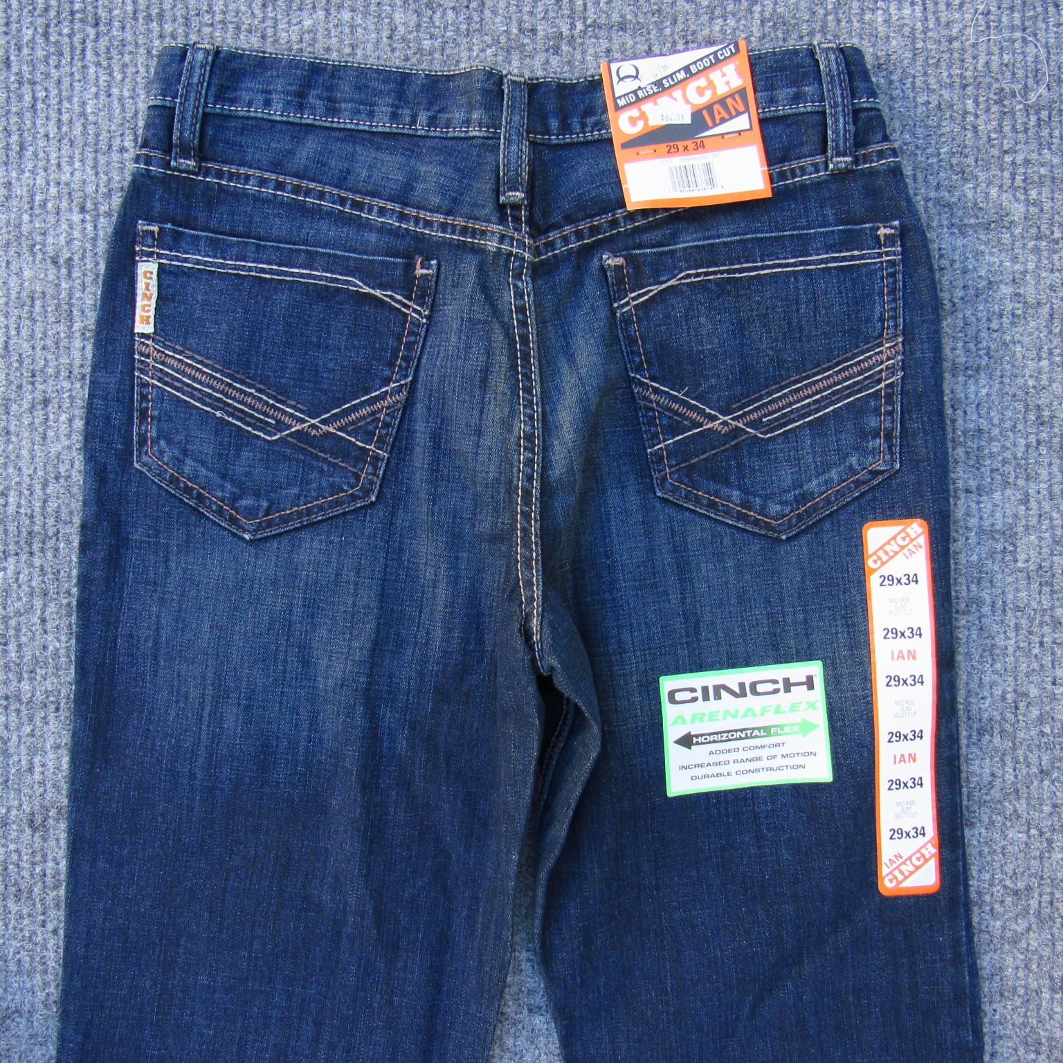 Cinch Men’s Ian Slim Fit Jeans Dark Stonewash Size 29×34 Cotton Blend NWT