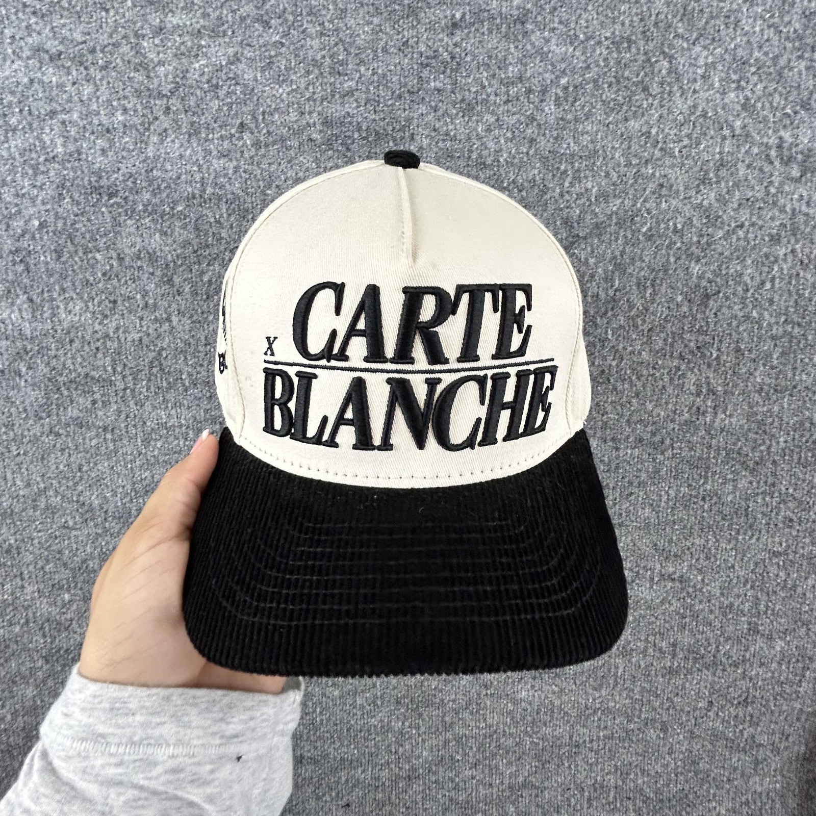 Carte Blanche Classic Snapback Hat Black Cream PFD Streetwear Skateboard Casual