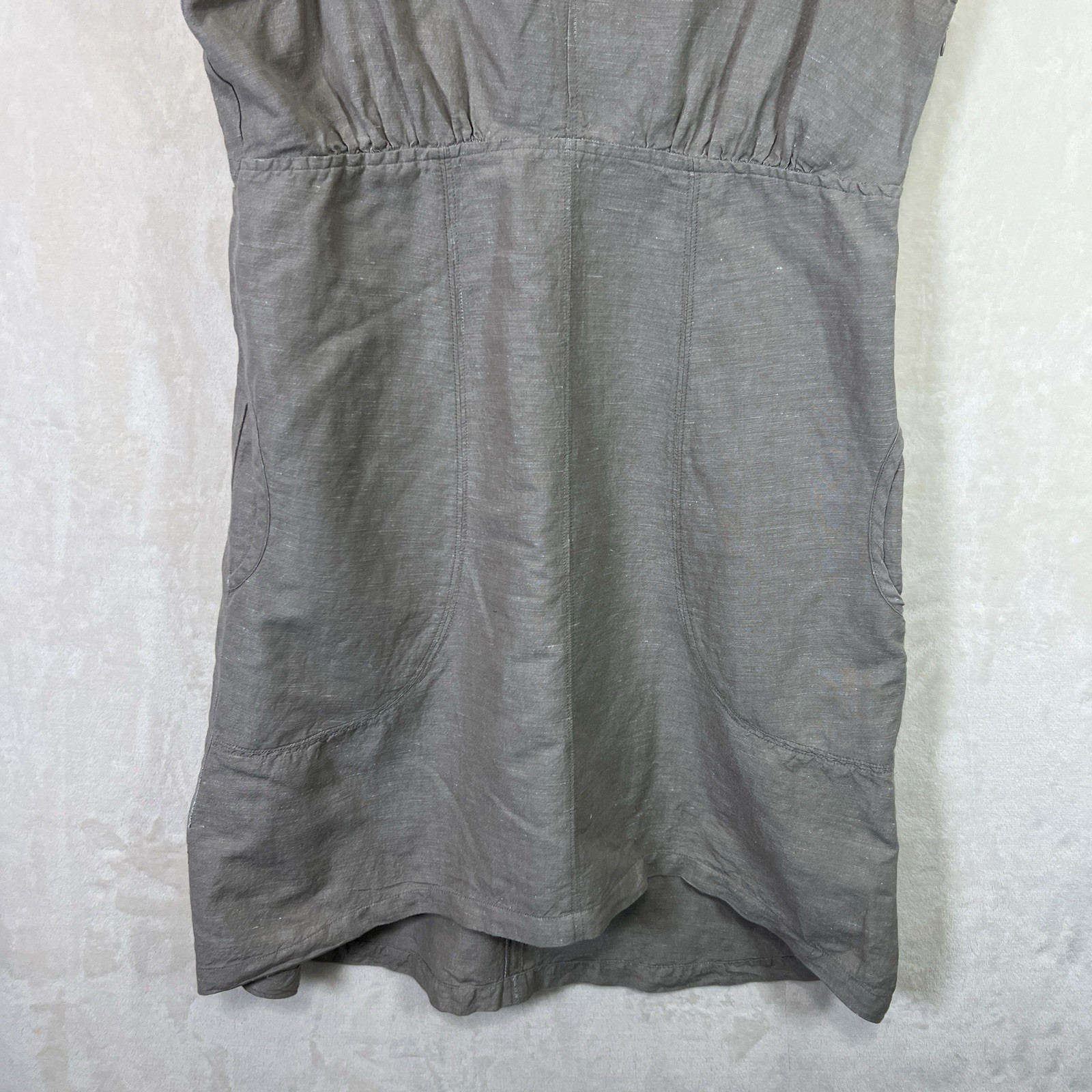 Freedom Trail By Kyodan Linen Blend Sundress Women L Beige Pockets Preppy Beach