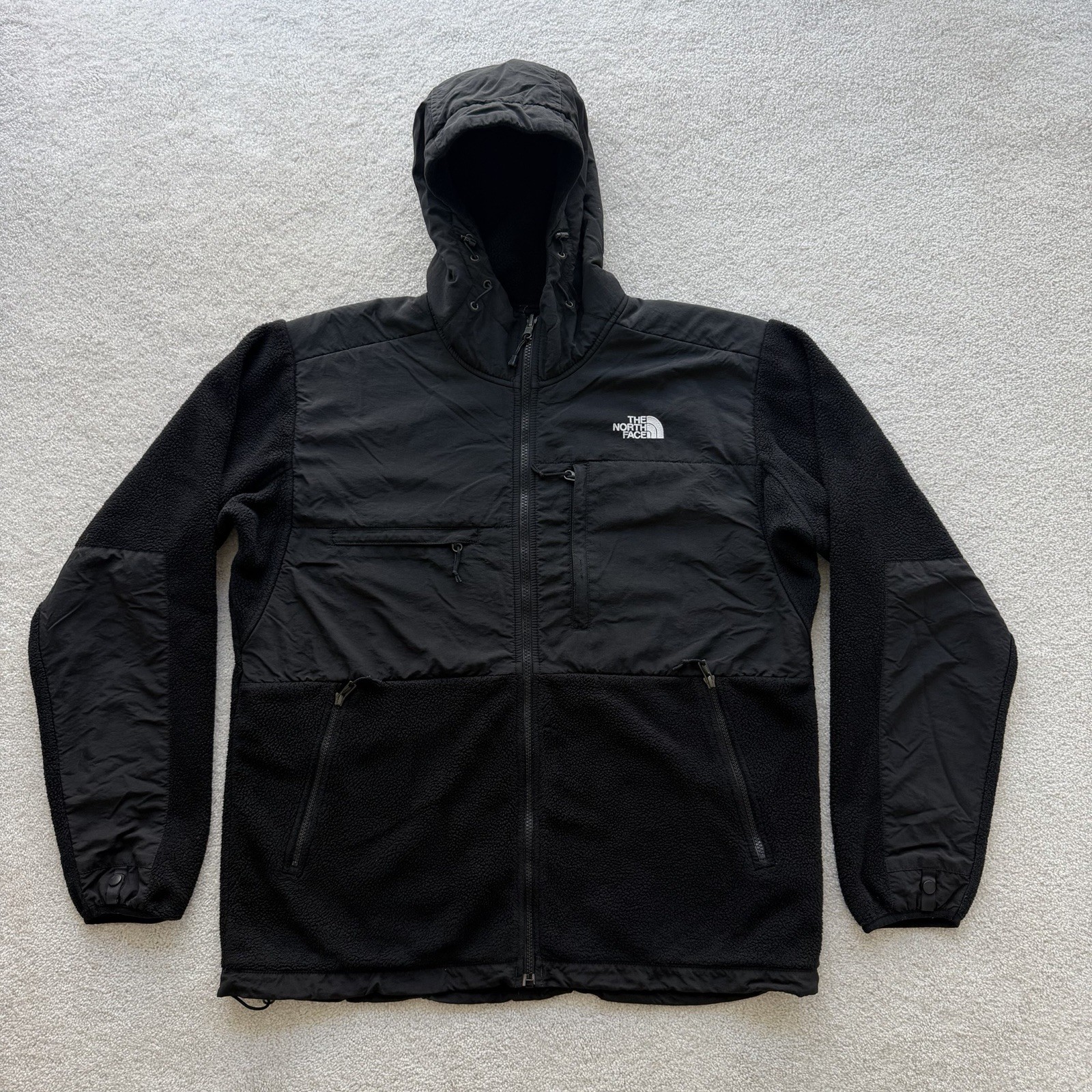The North Face Jacket Men’s Denali Hoodie Large Black Full Zip Hooded Fleece